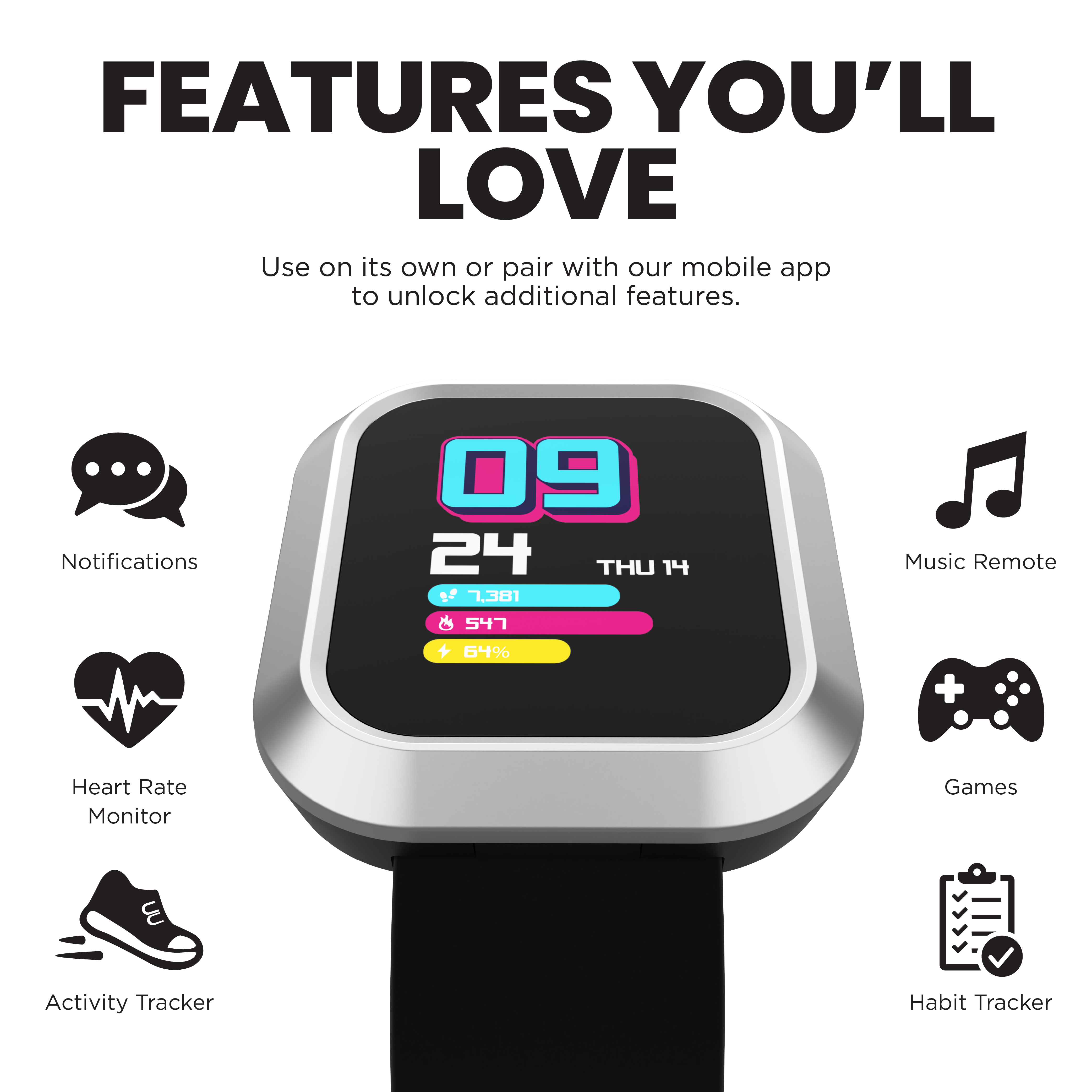 iTouch Active | Flex Smartwatch in Black/Silver + Gray/Black