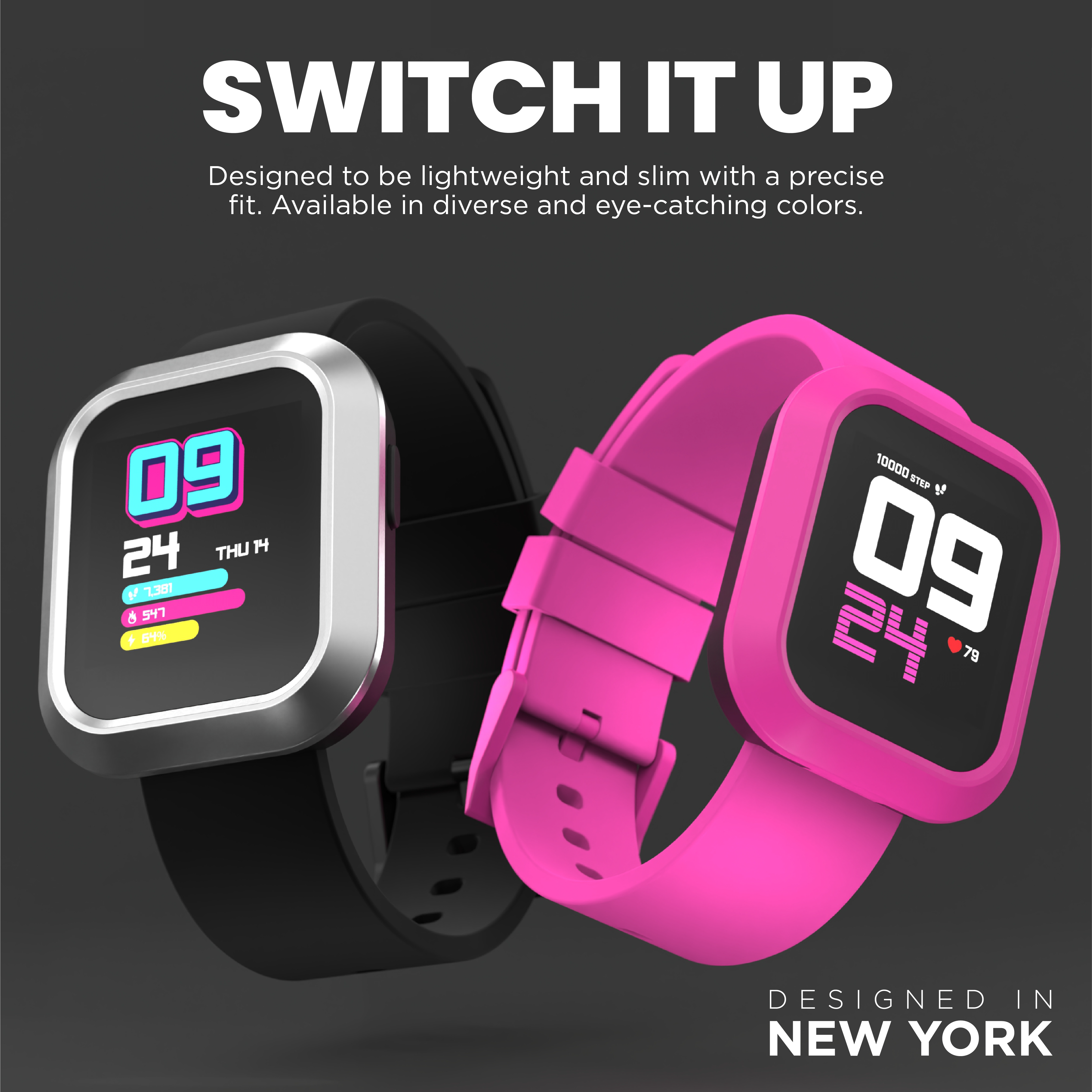 iTouch Active | Flex Smartwatch in Black/Silver + Pink