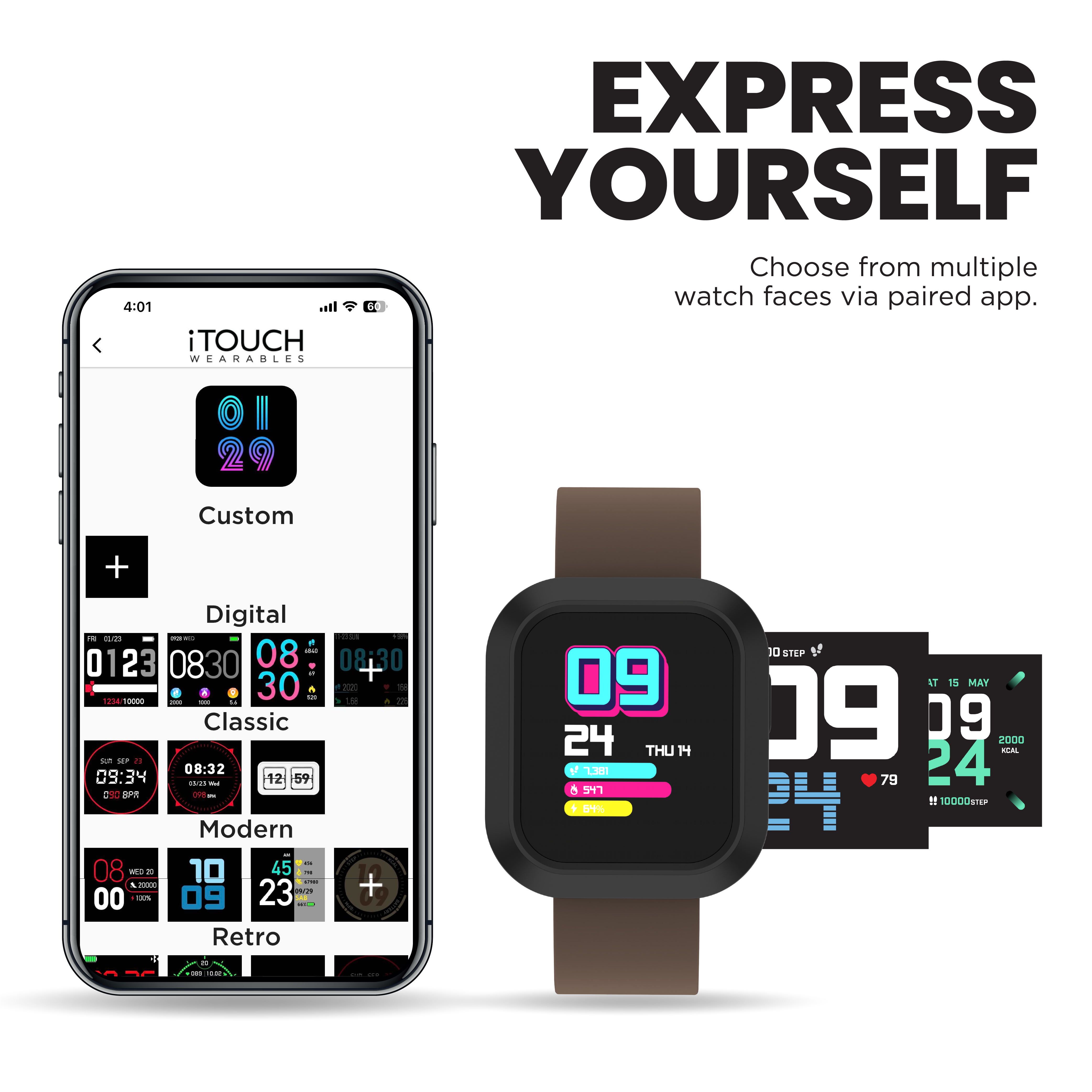 iTouch Active | Flex Smartwatch in Beige/Black + Brown/Beige