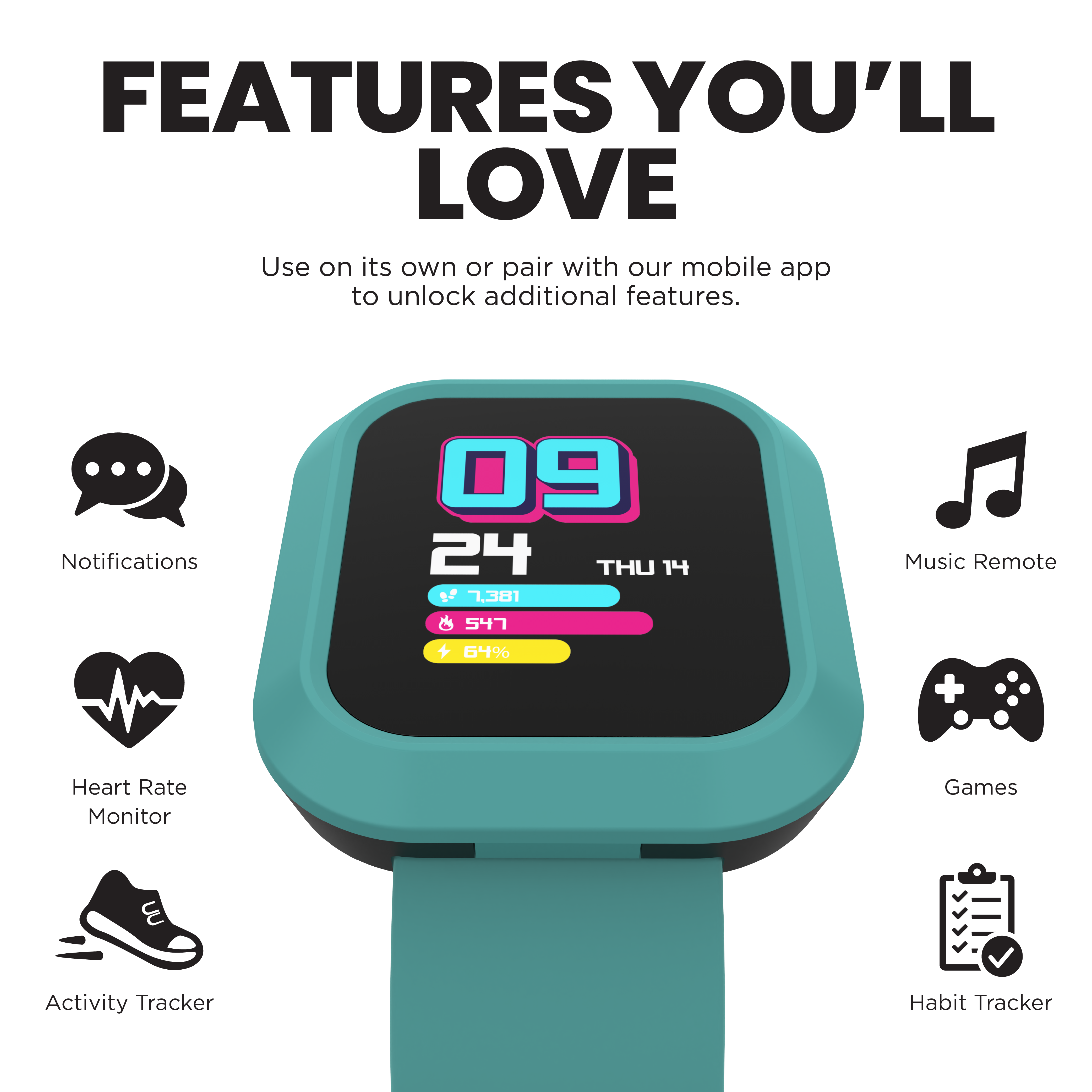 iTouch Active | Flex Smartwatch in Ocean Green + White