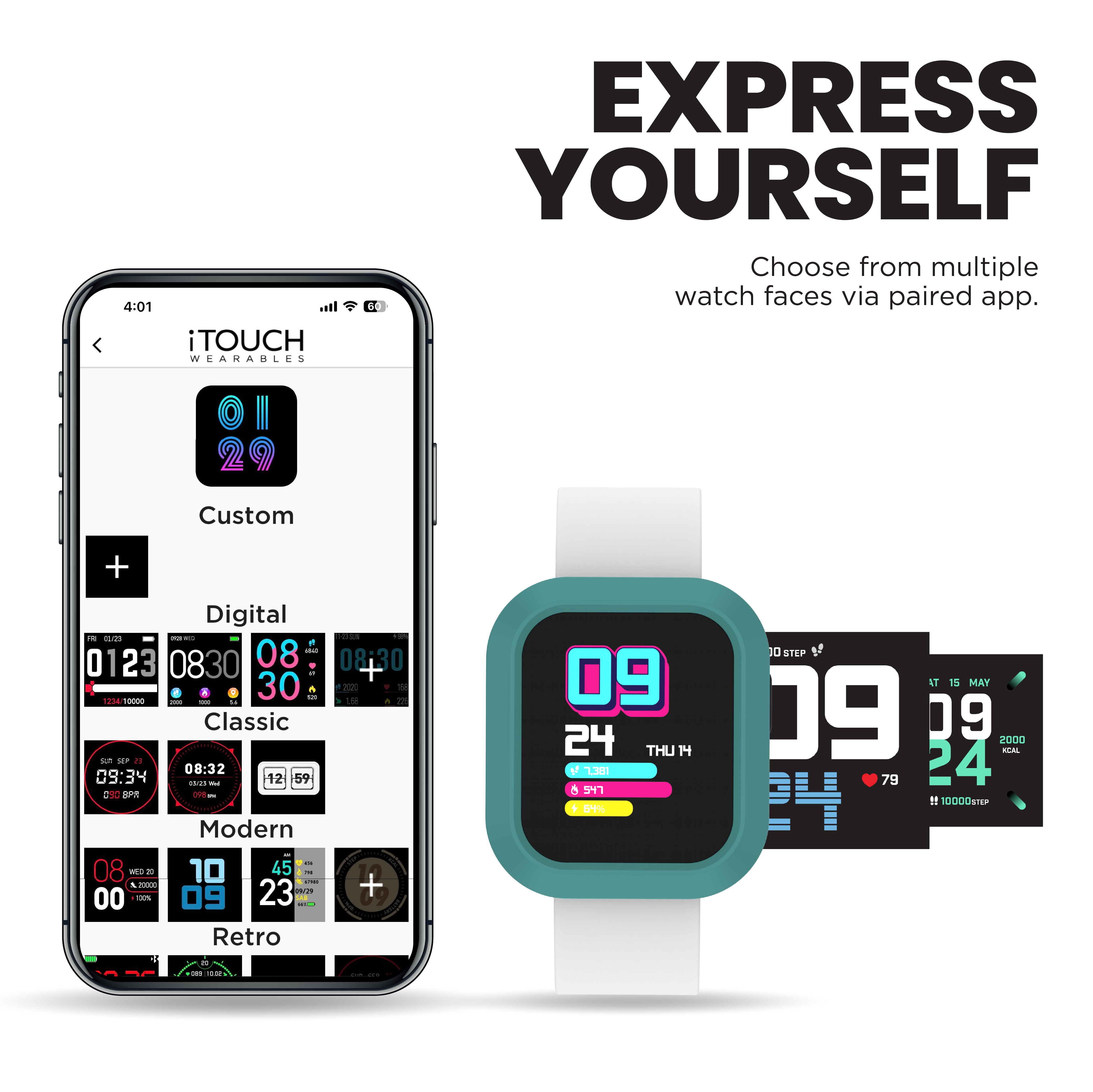 iTouch Active | Flex Smartwatch in Ocean Green + White