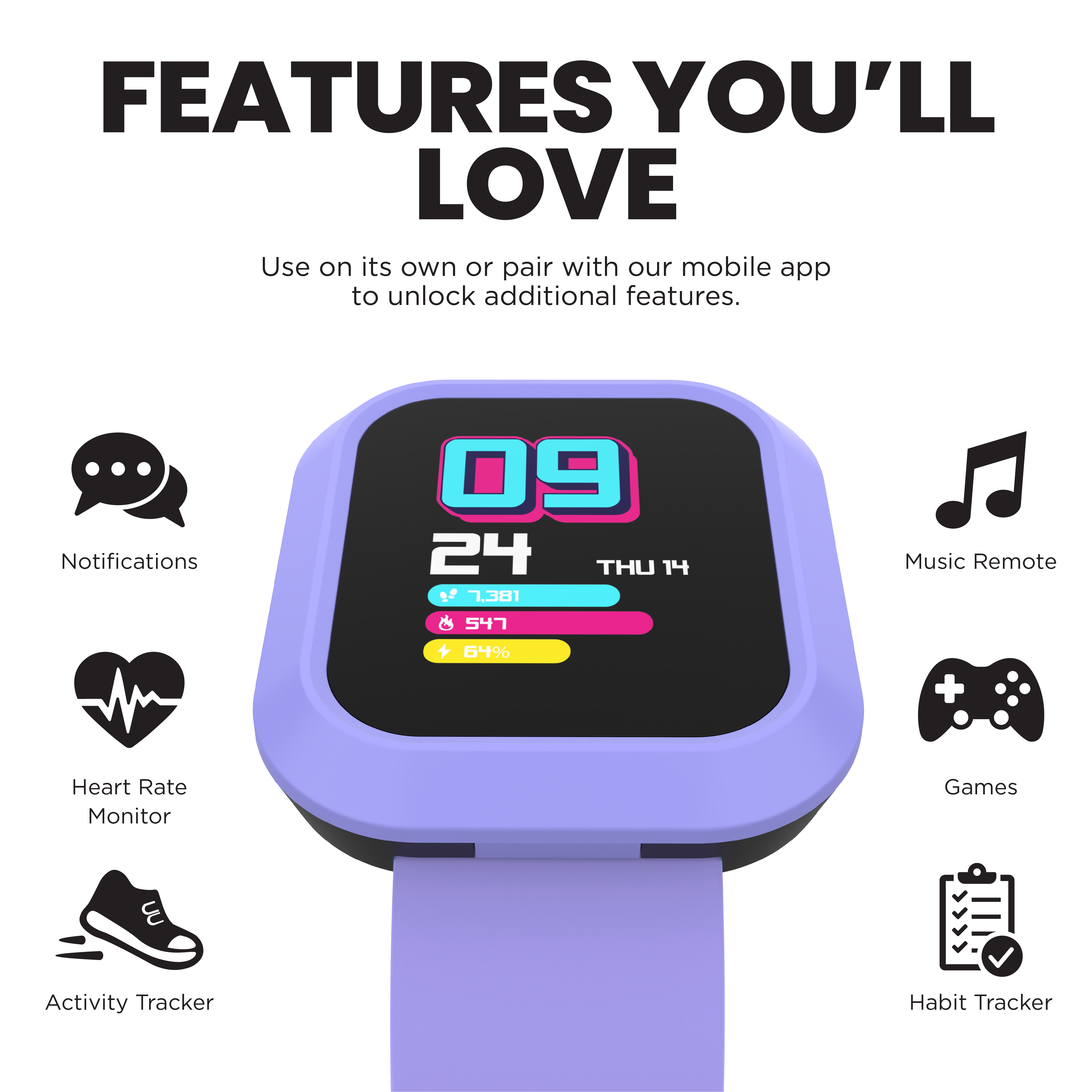 iTouch Active | Flex Smartwatch in Purple + White/Pink