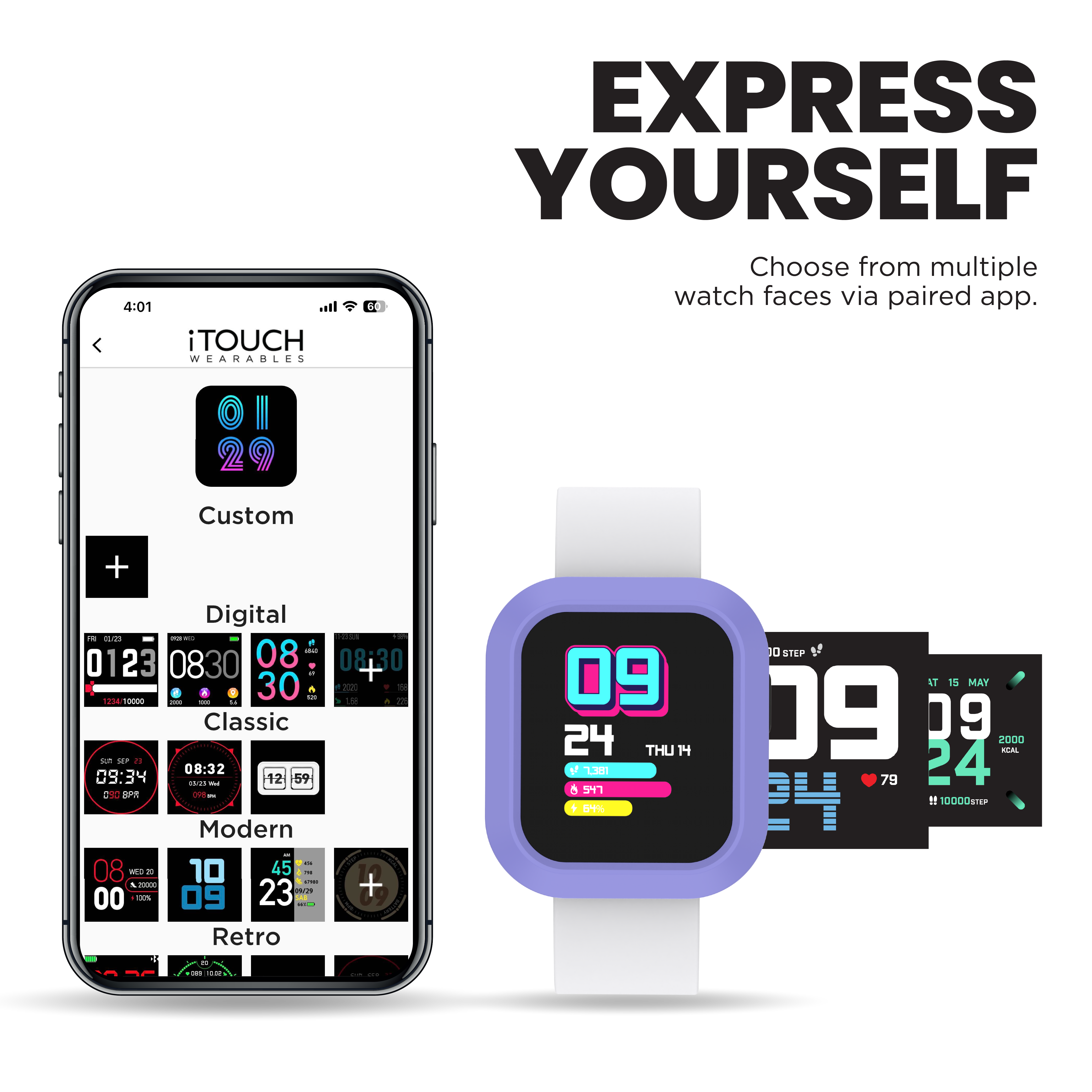 iTouch Active | Flex Smartwatch in Purple + White/Pink