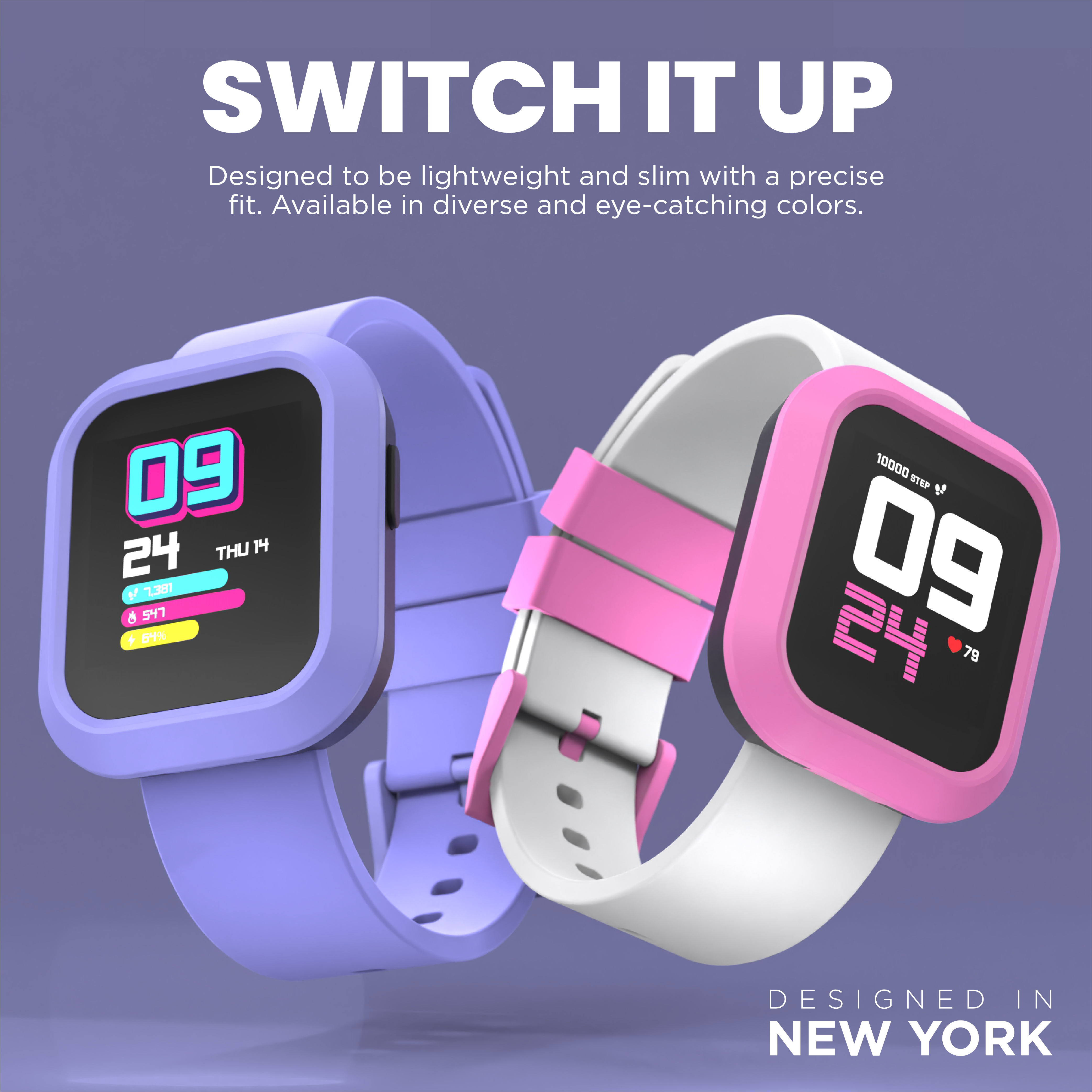 iTouch Active | Flex Smartwatch in Purple + White/Pink