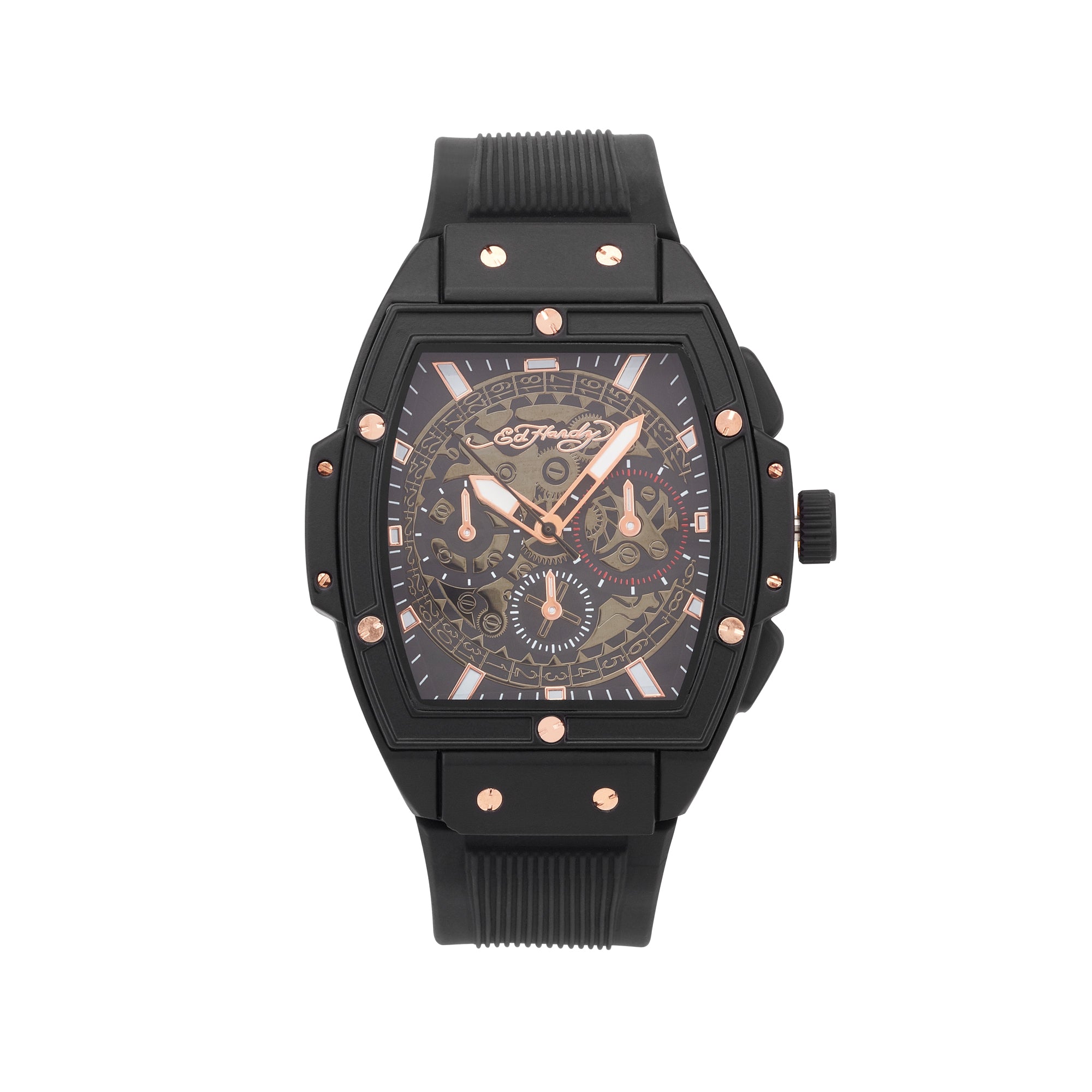 Ed Men's Textured Silicone Strap Watch 48mm