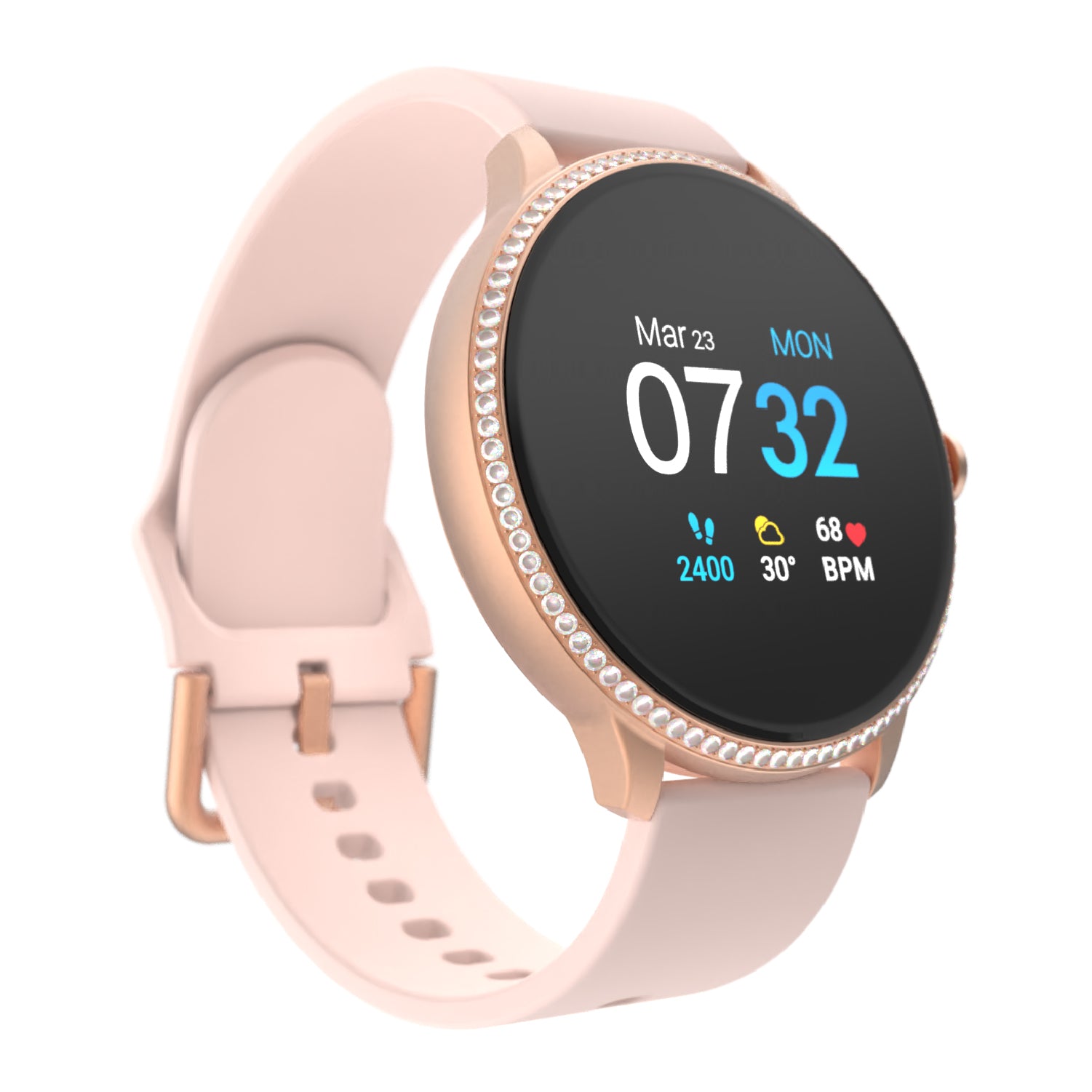 iTouch Sport 3 Smartwatch in Rose Gold Crystal with Blush Strap