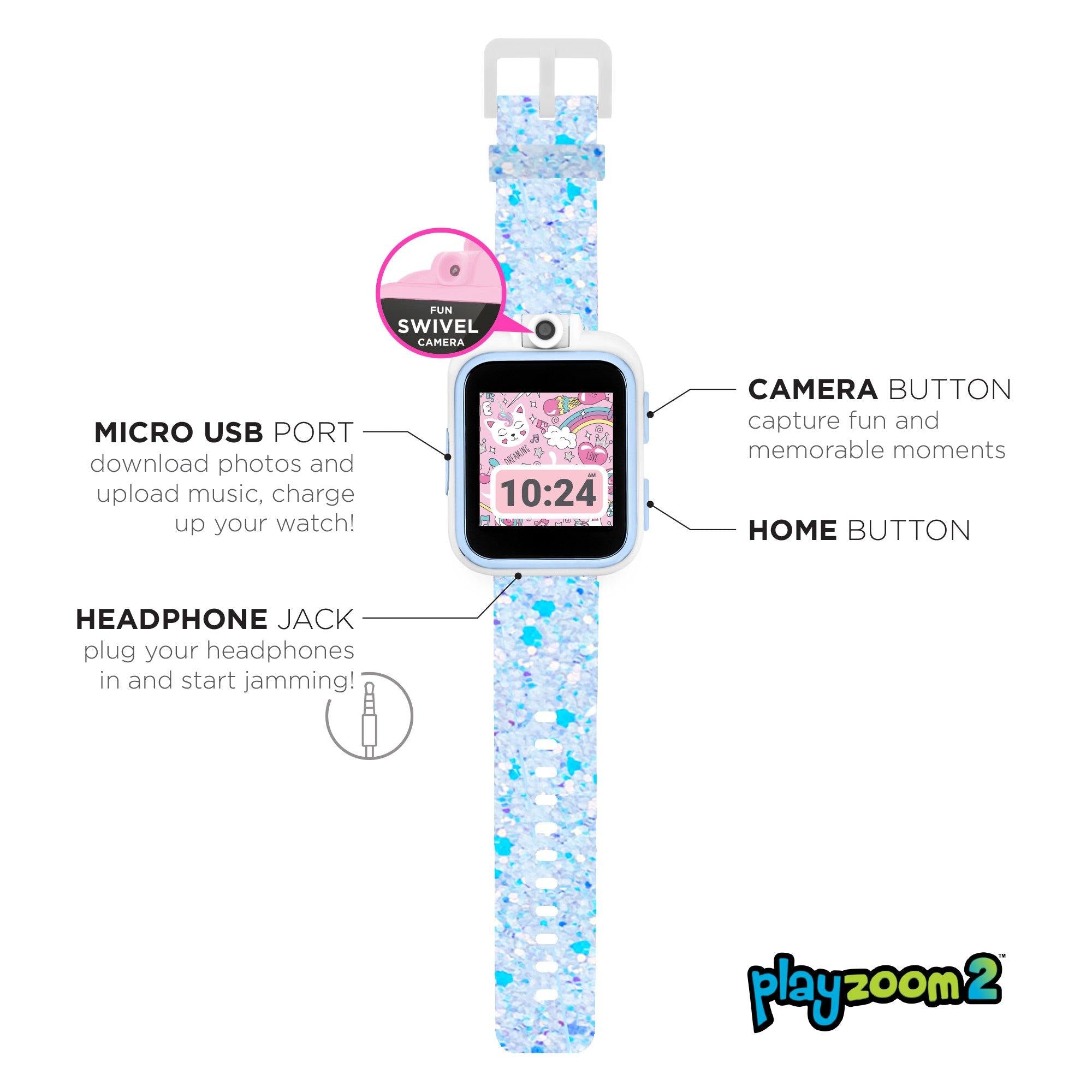 PlayZoom 2 Kids Smartwatch: Light Blue Glitter affordable smart watch