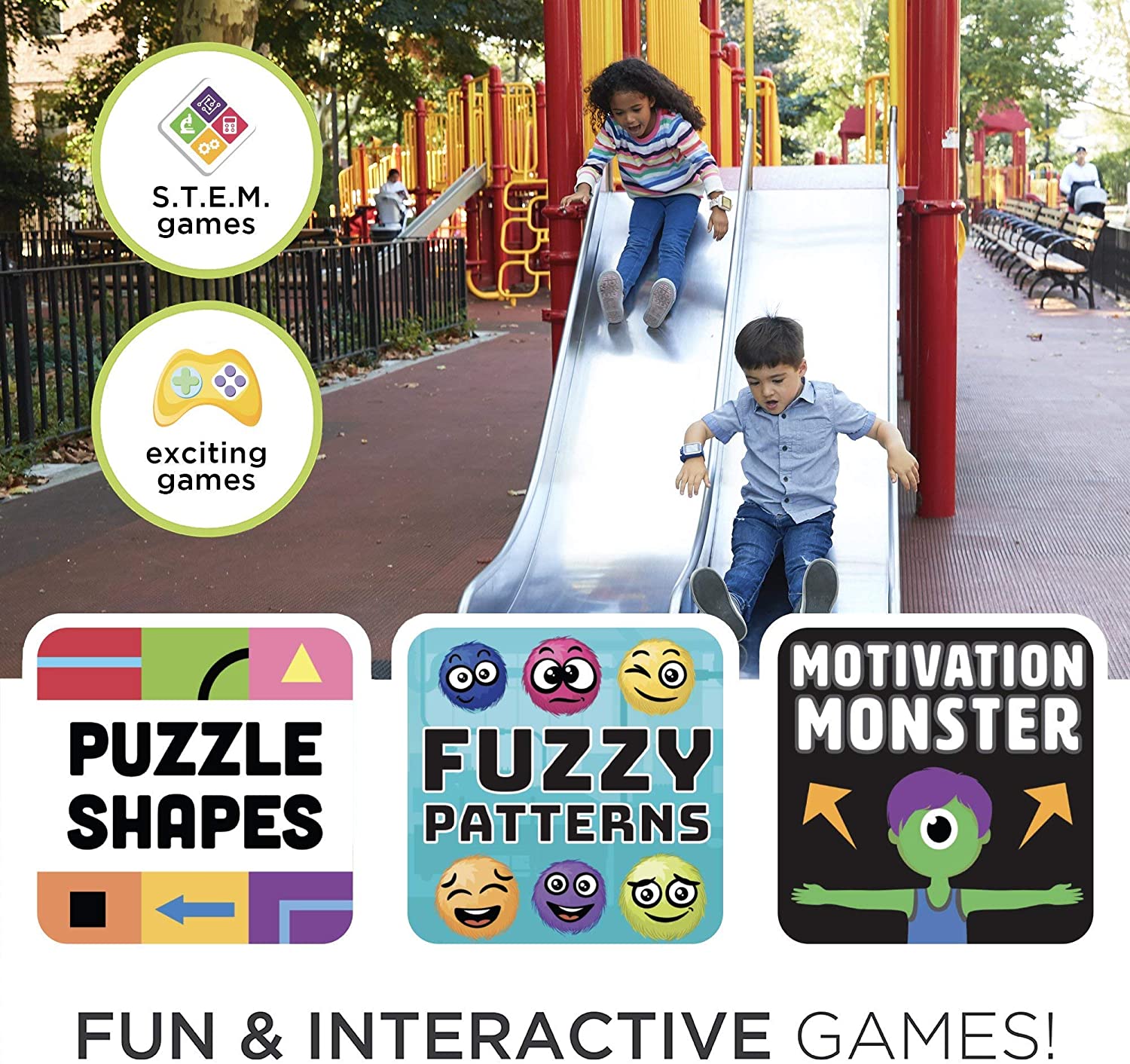 PlayZoom 2 Kids Smartwatch & Earbuds Set: Green Dinosaur Print