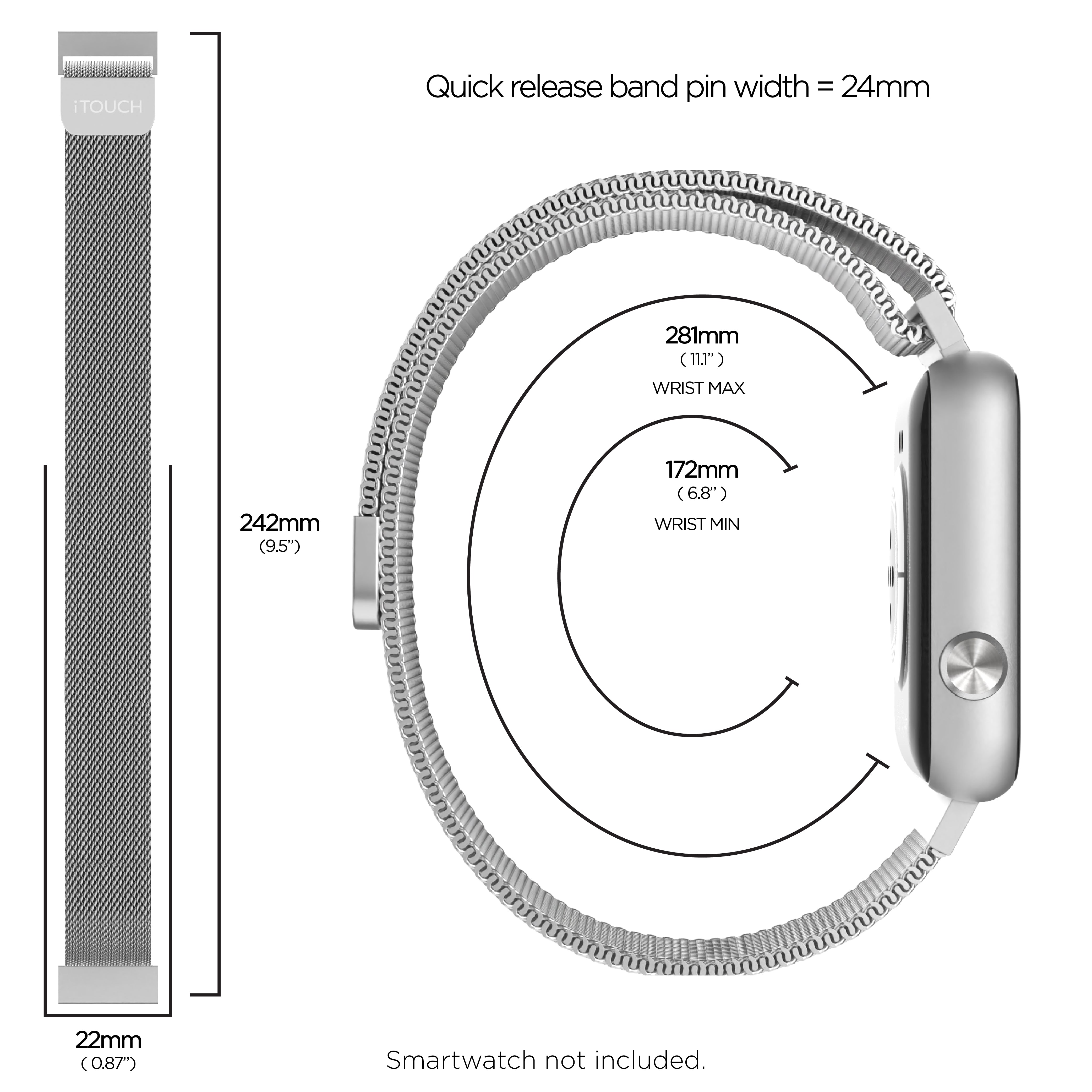 iTouch Air 4 | Jillian Michaels Edition Extra Band: Silver Mesh