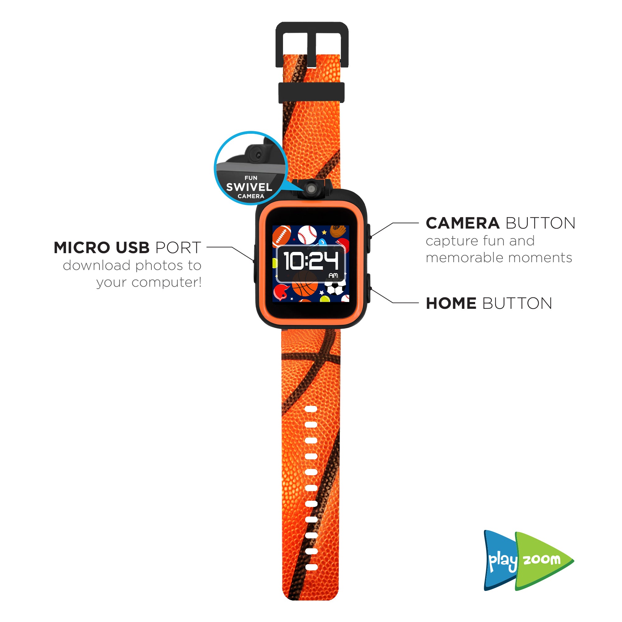 PlayZoom Smartwatch for Kids: Basketball Print affordable smart watch