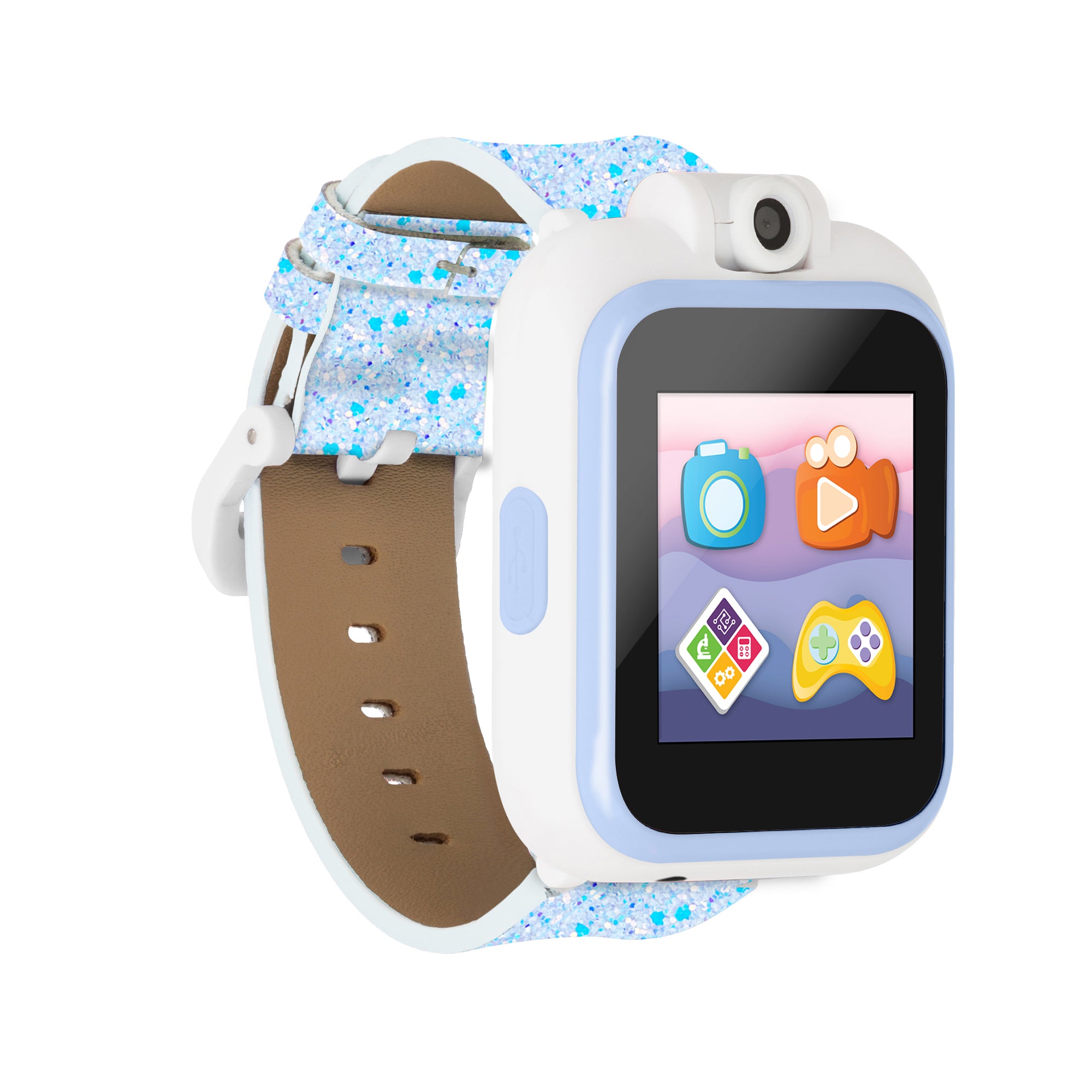 PlayZoom 2 Kids Smartwatch with Headphones: Light Blue Sparkle affordable smart watch with headphones