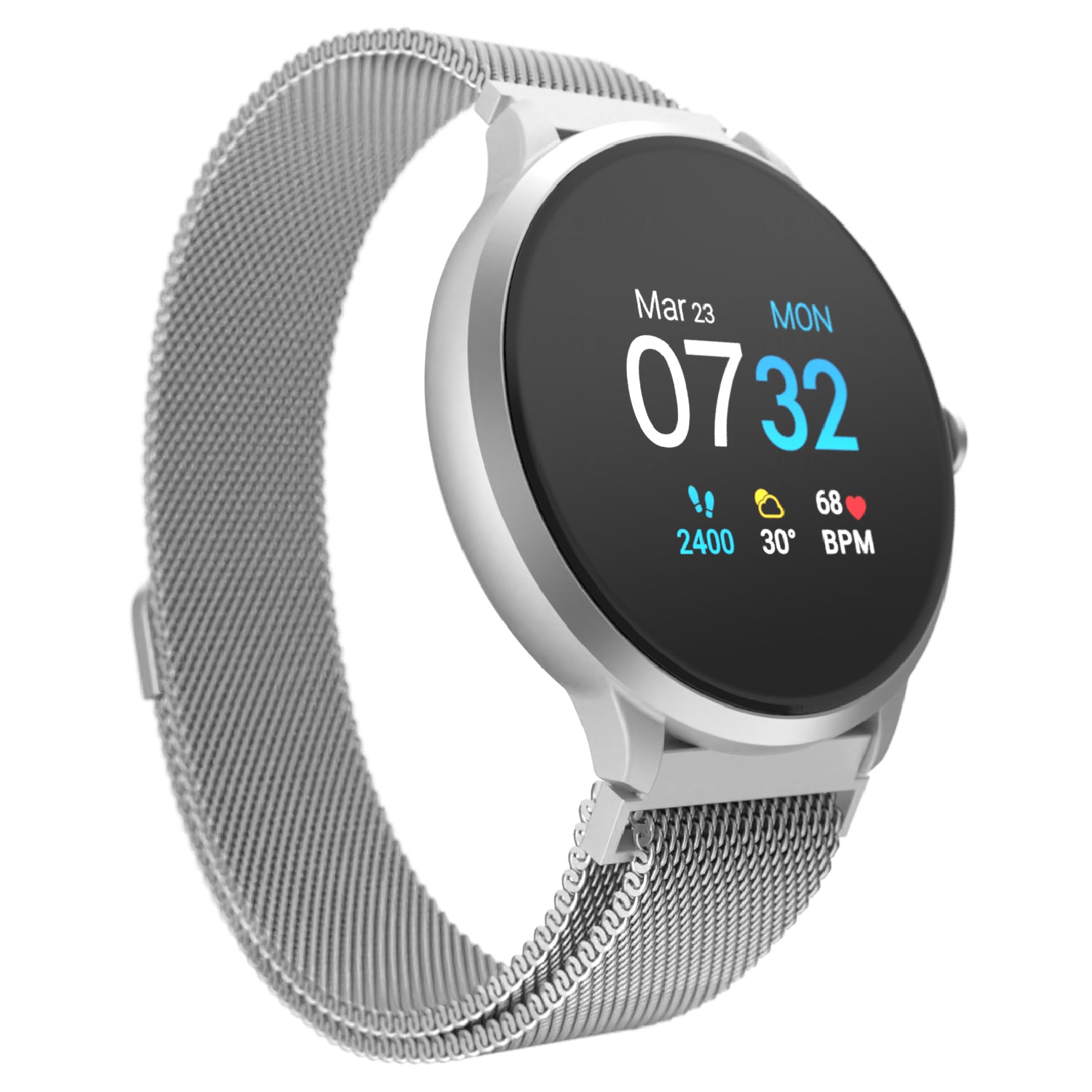 iTouch Sport 3 Smartwatch in Silver with Silver Mesh Strap