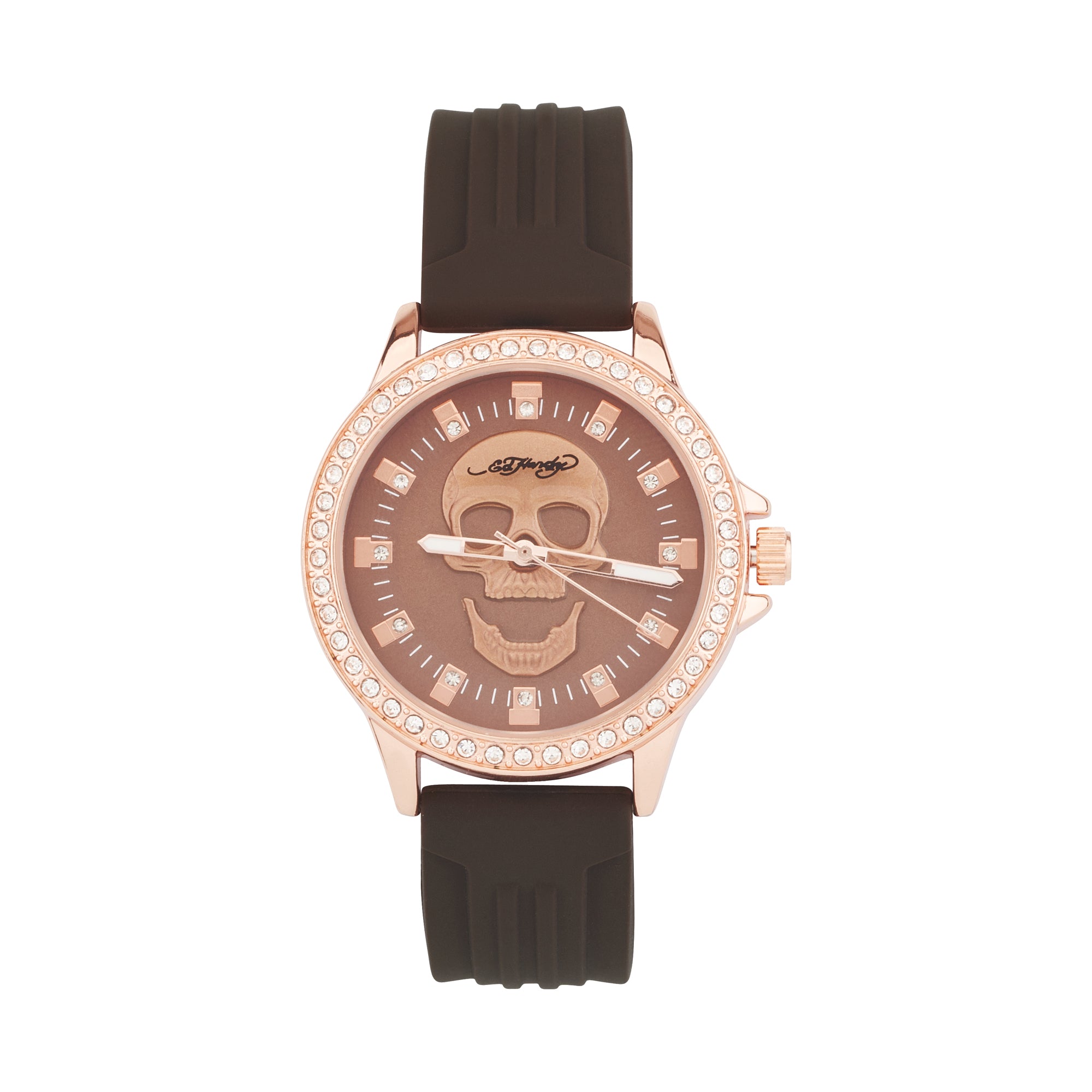 Ed Hardy Ladies Rubber Brown/Brown Plain Analog Watch