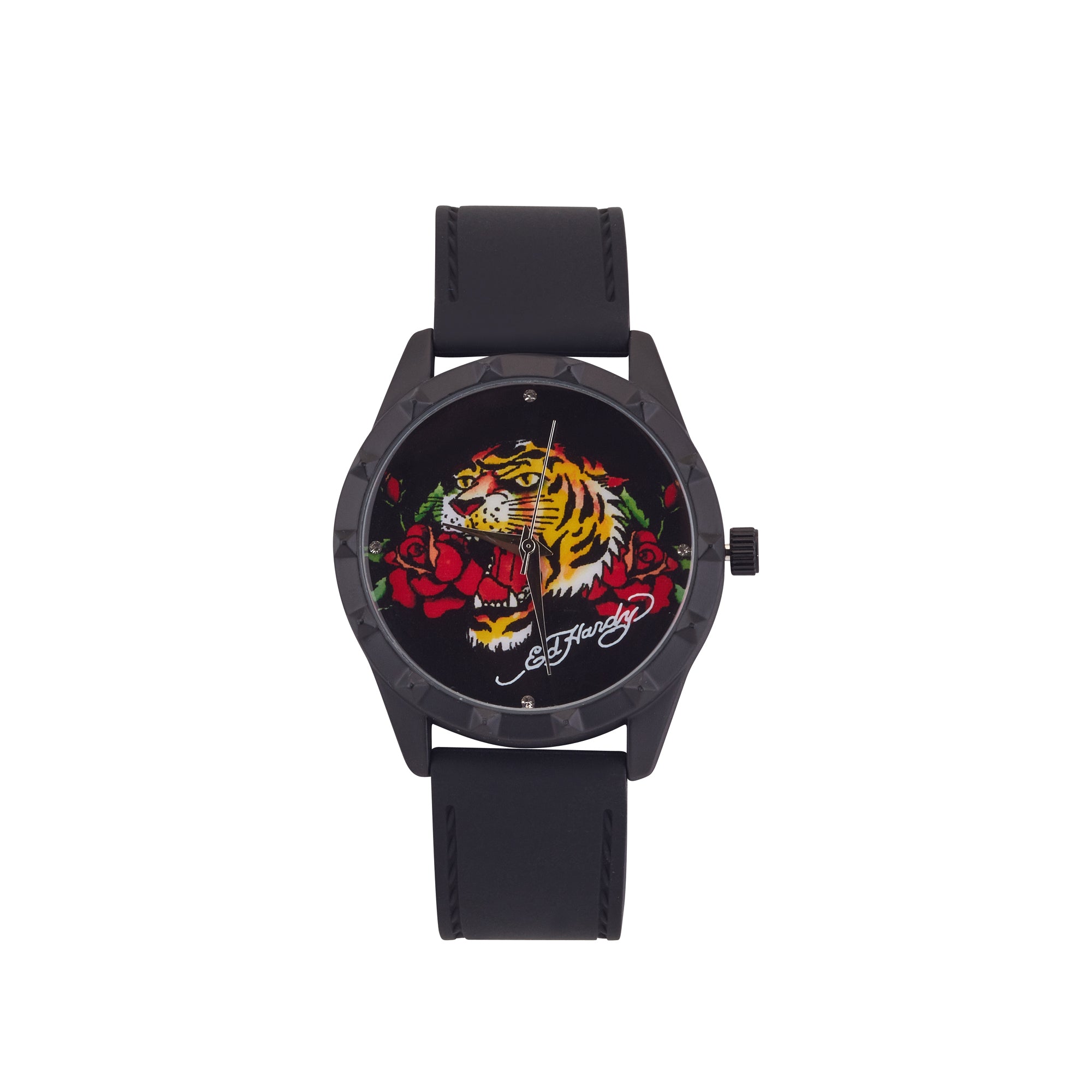 Ed Hardy Ladies Black/Black Plain Watch Analog