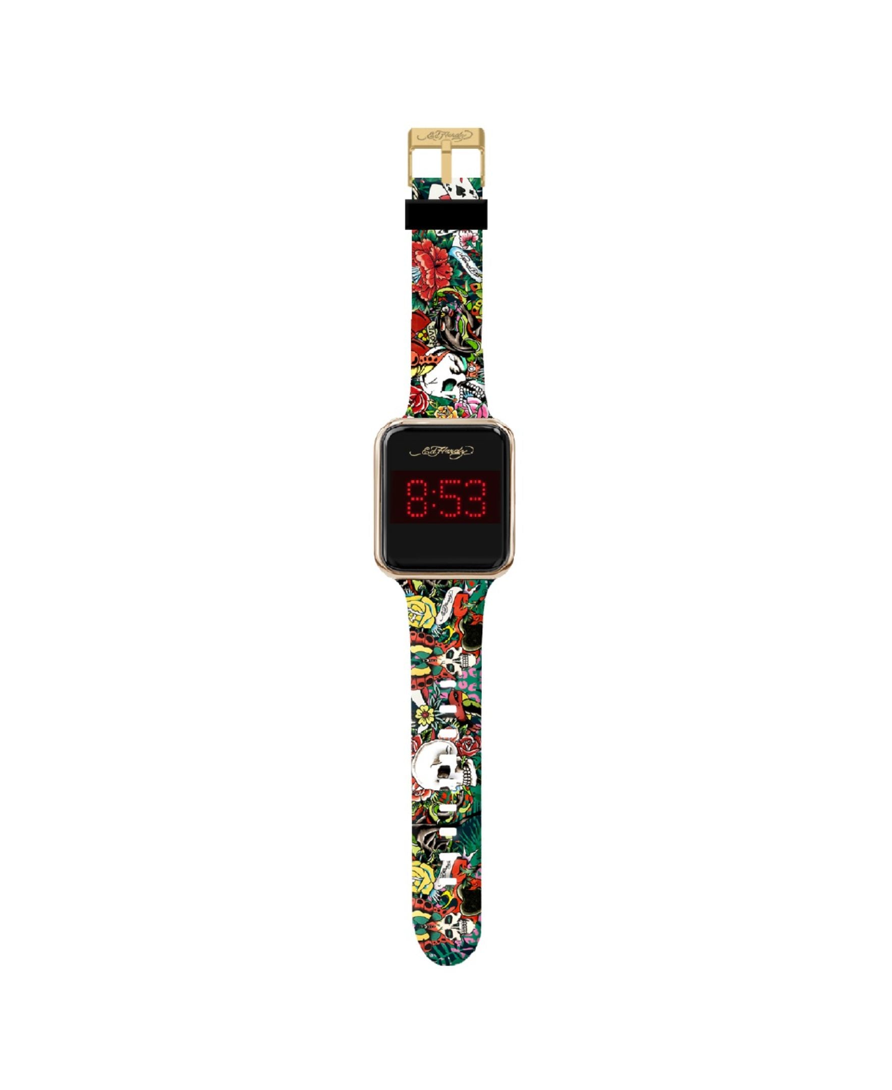 Ed Hardy Men's Multicolor Silicone Strap Watch 45mm