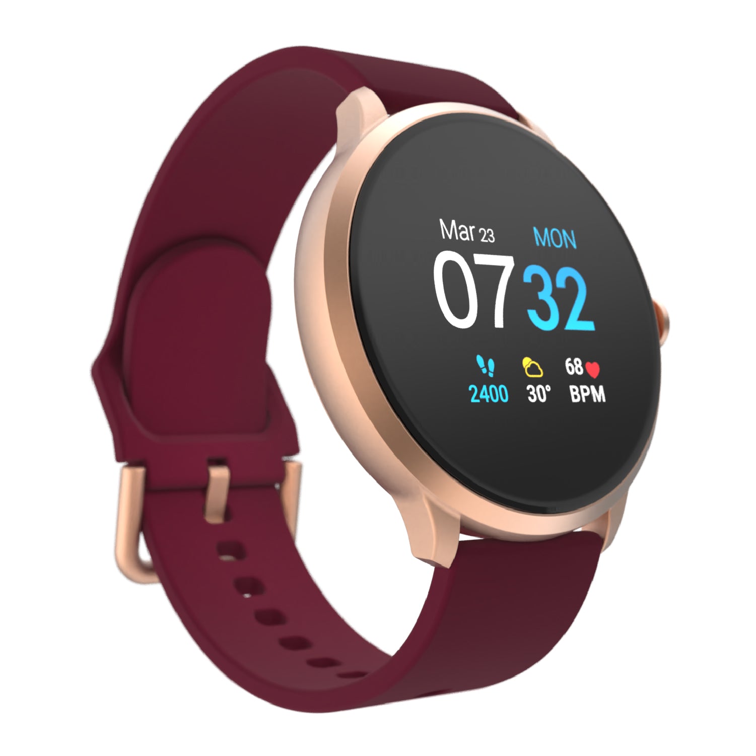 iTouch Sport 3 Smartwatch in Rose Gold with Merlot Strap