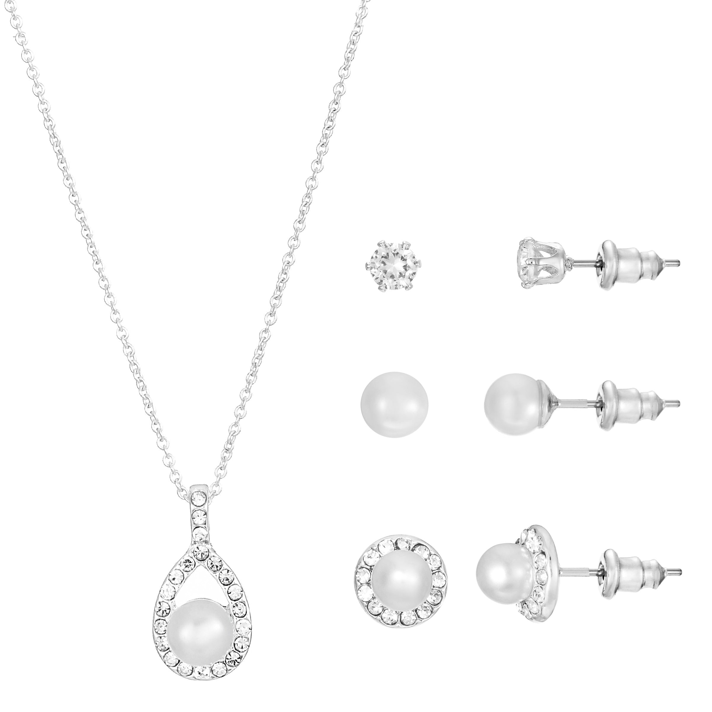Danecraft Imitation Pearl Pendant Necklace & Earrings Set