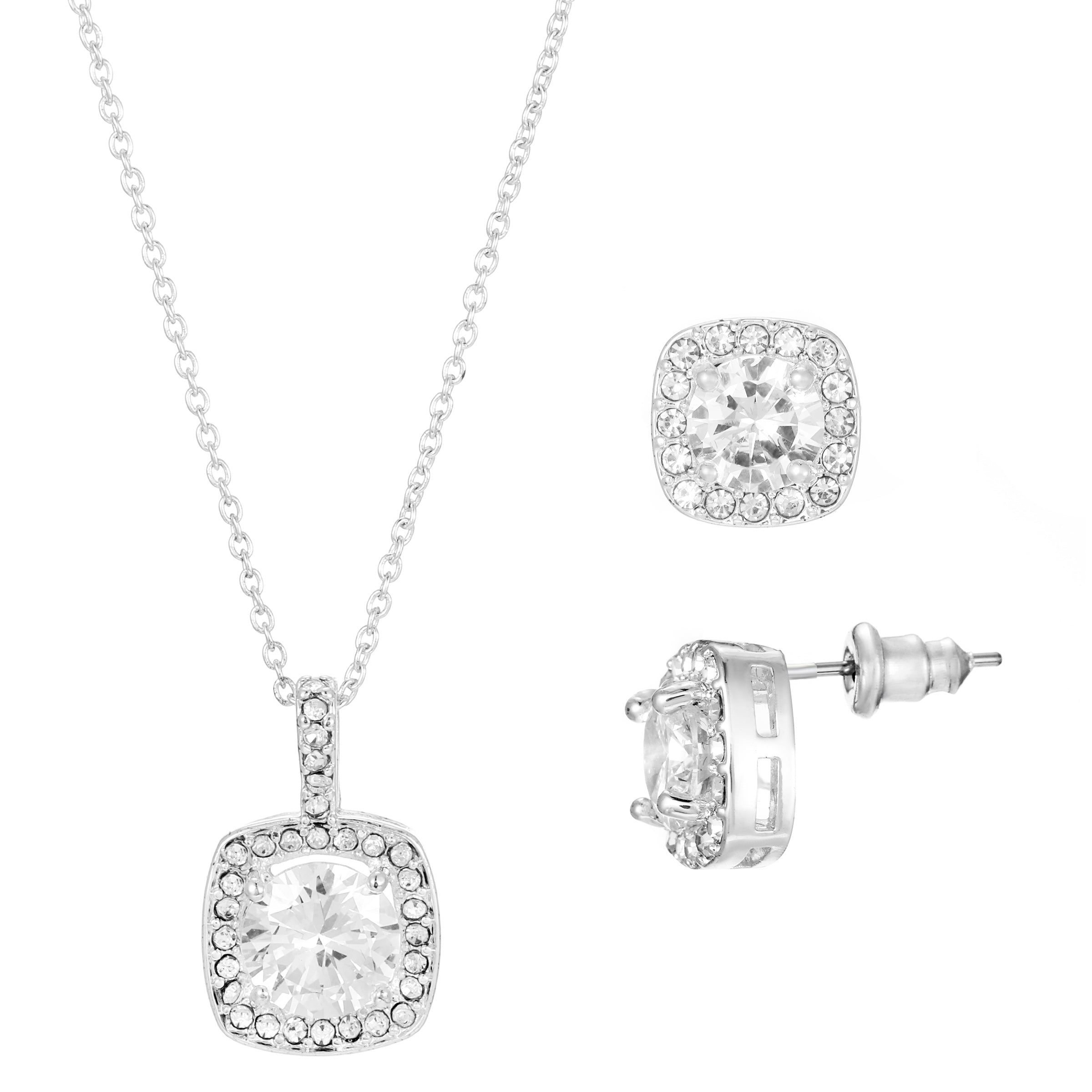 Danecraft Cubic Zirconia Pendant Necklace & Earrings Set