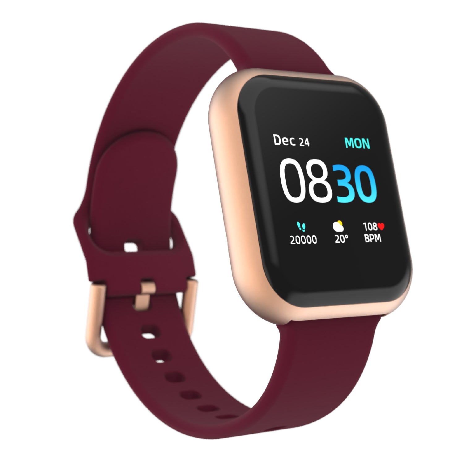 iTouch Air 3 Smartwatch in Rose Gold with Merlot Strap