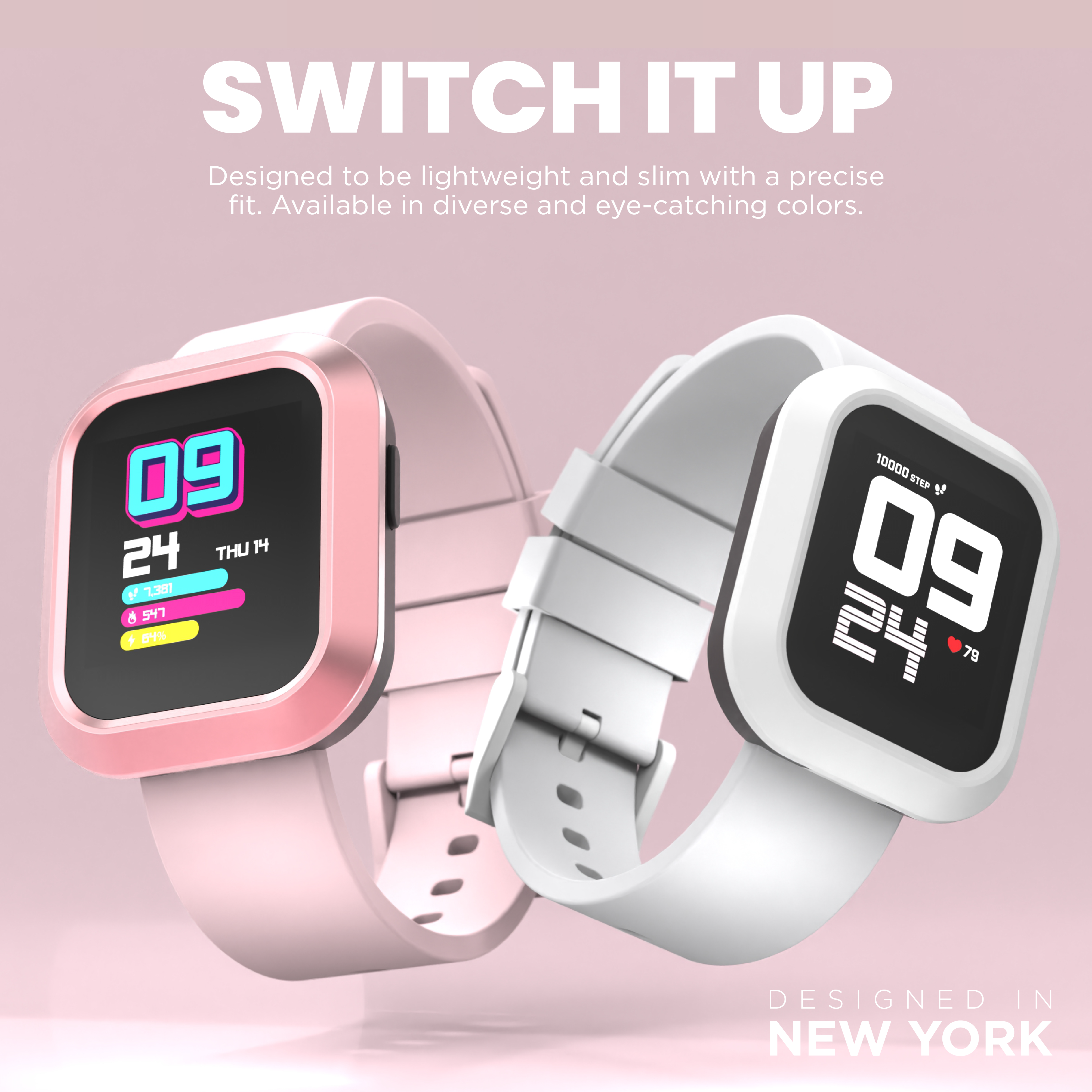 iTouch Active | Flex Smartwatch in Blush/Rose Gold + White