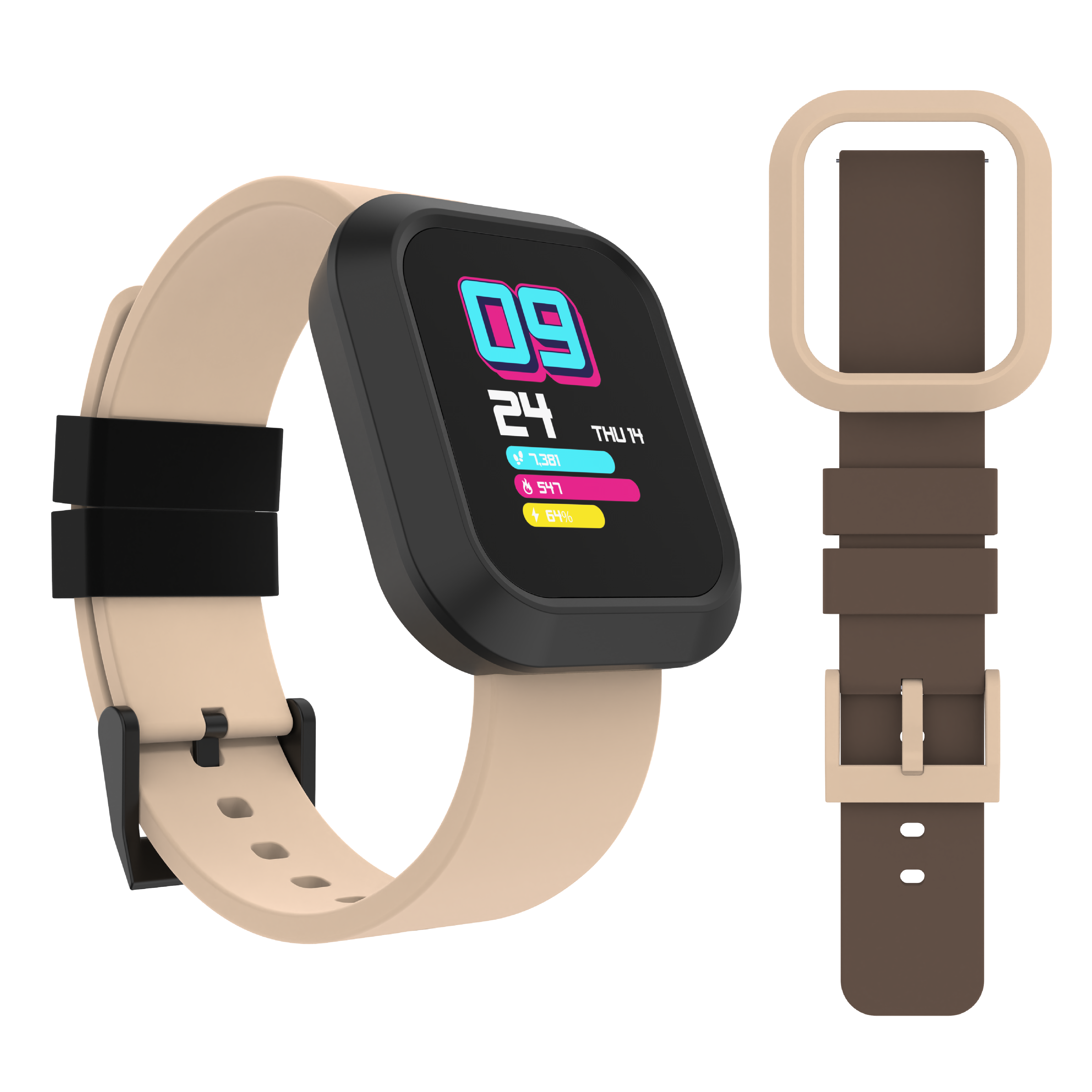 iTouch Active | Flex Smartwatch in Beige/Black + Brown/Beige