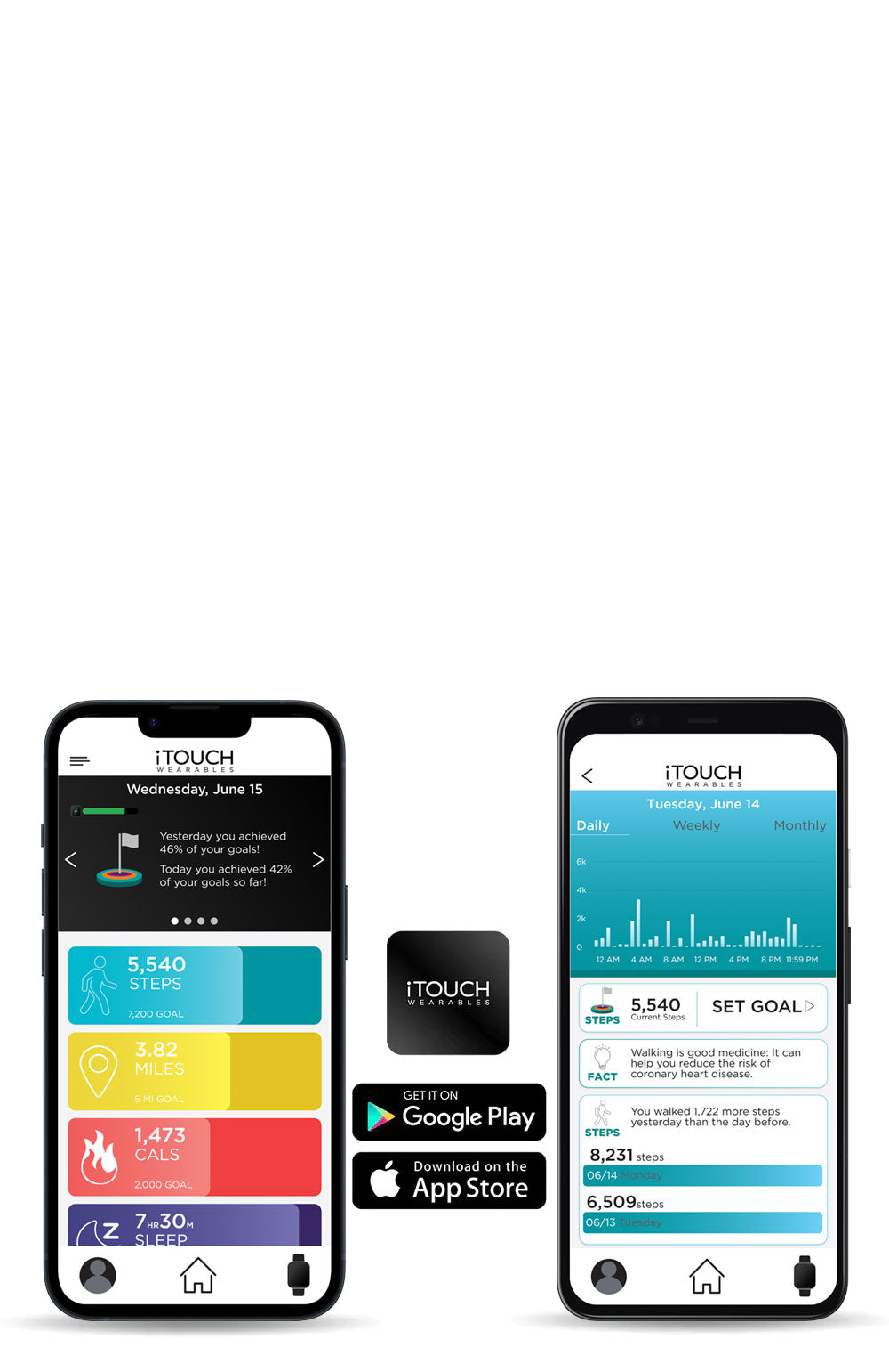 Download the iTouch Wearables App on the App Store or Google Play Store