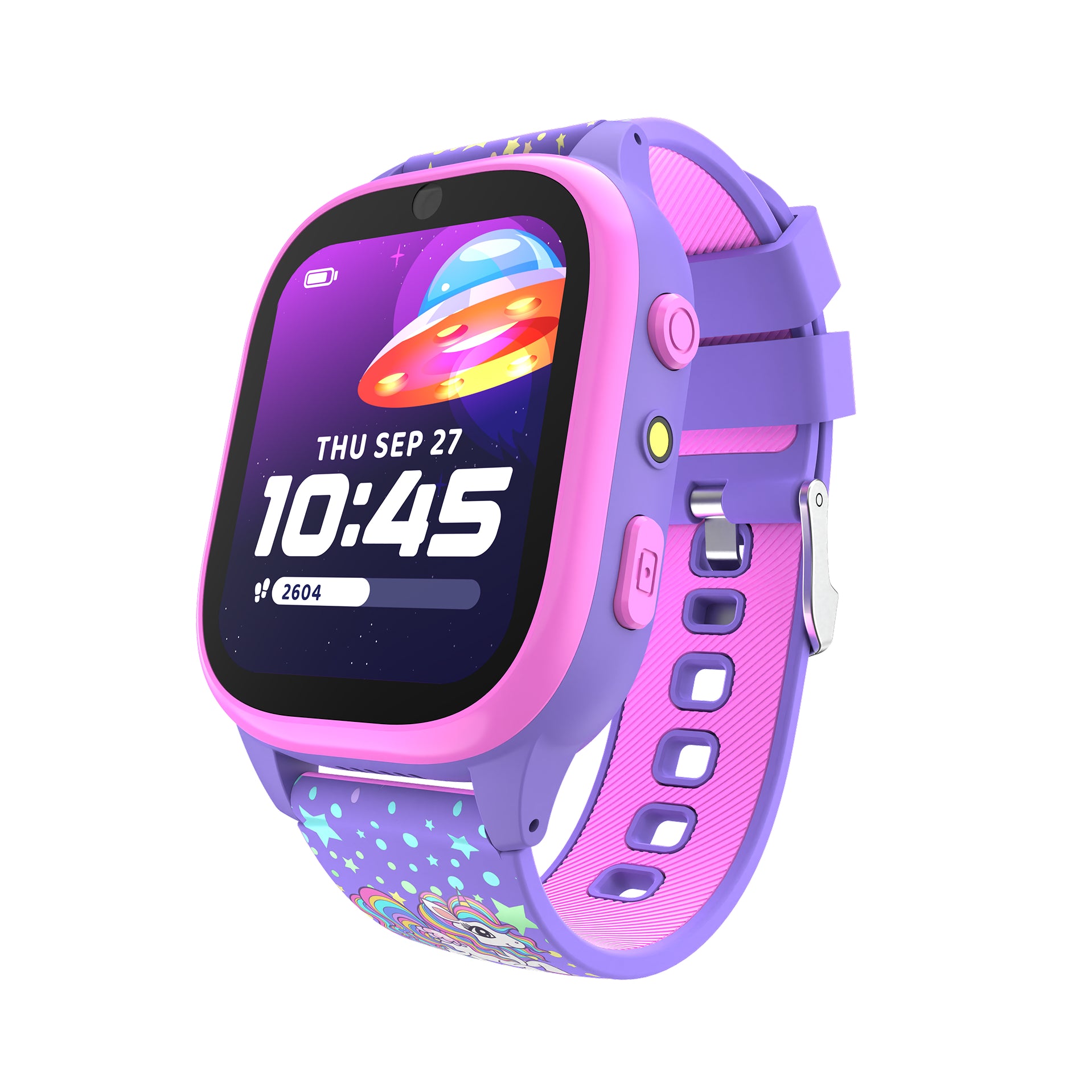 PlayZoom 4 Kids Smartwatch: Pink and Purple Print