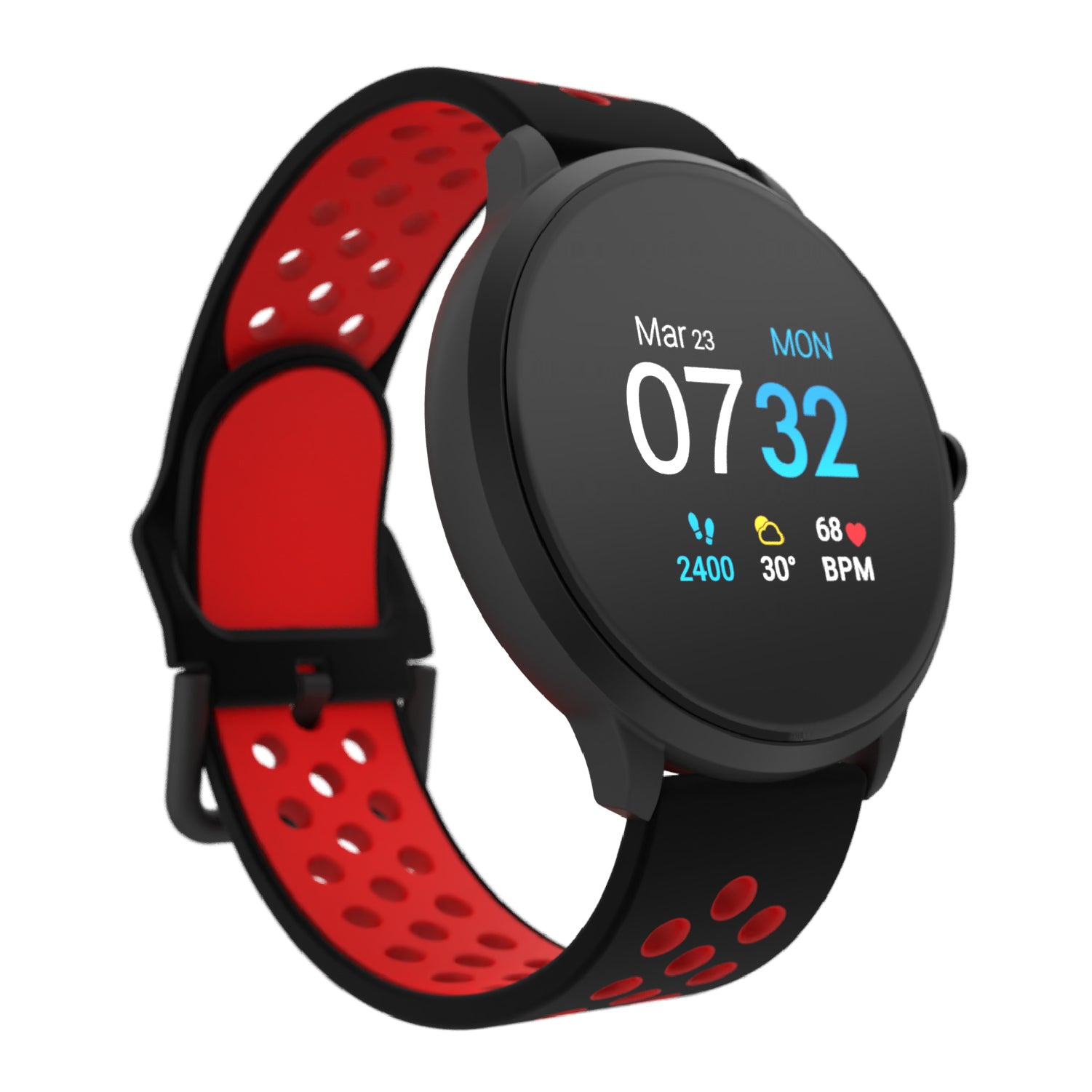 iTouch Sport 3 Smartwatch in Black with Black/Red Strap