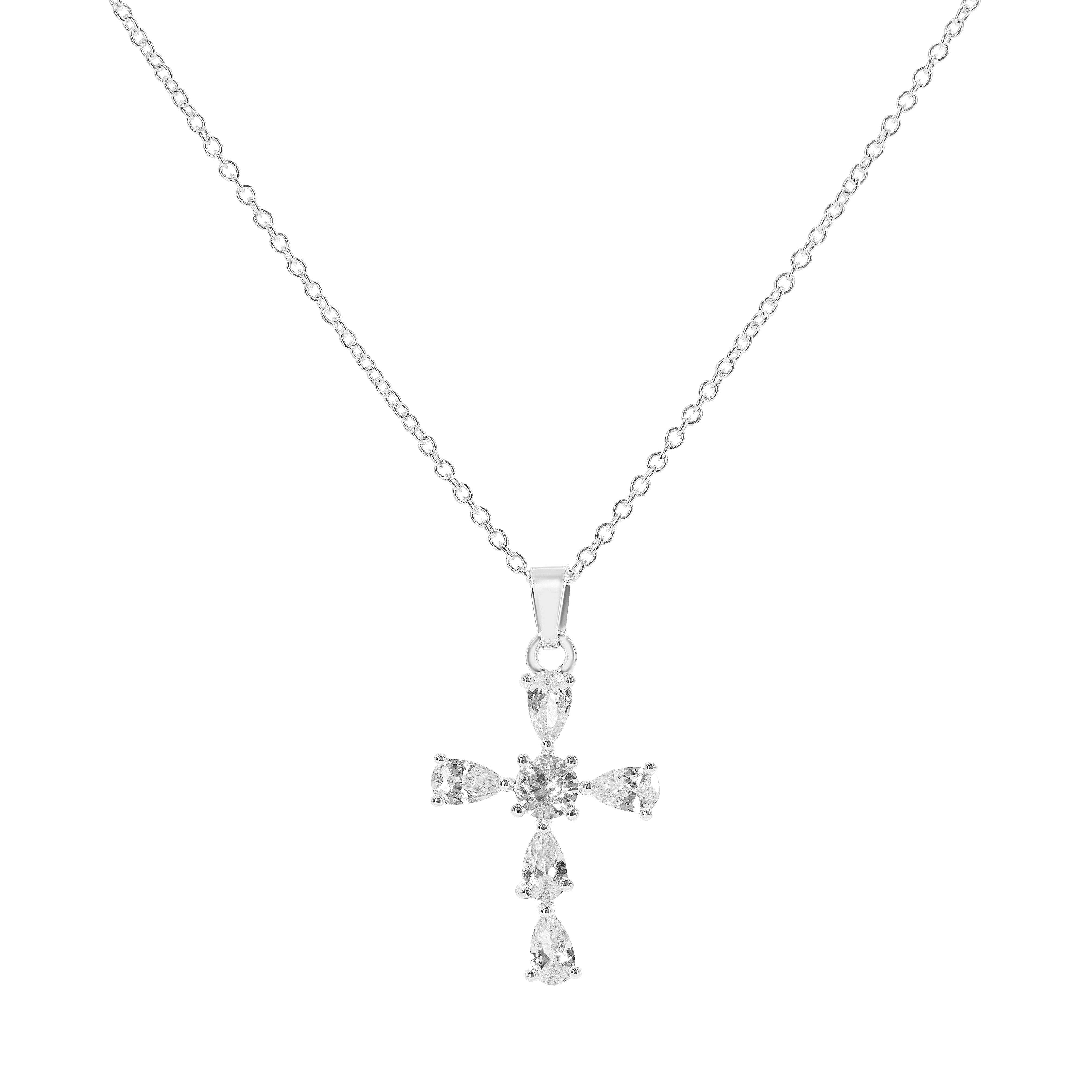 Danecraft Cubic Zirconia Cross Pendant Neckla ce & Earrings Set