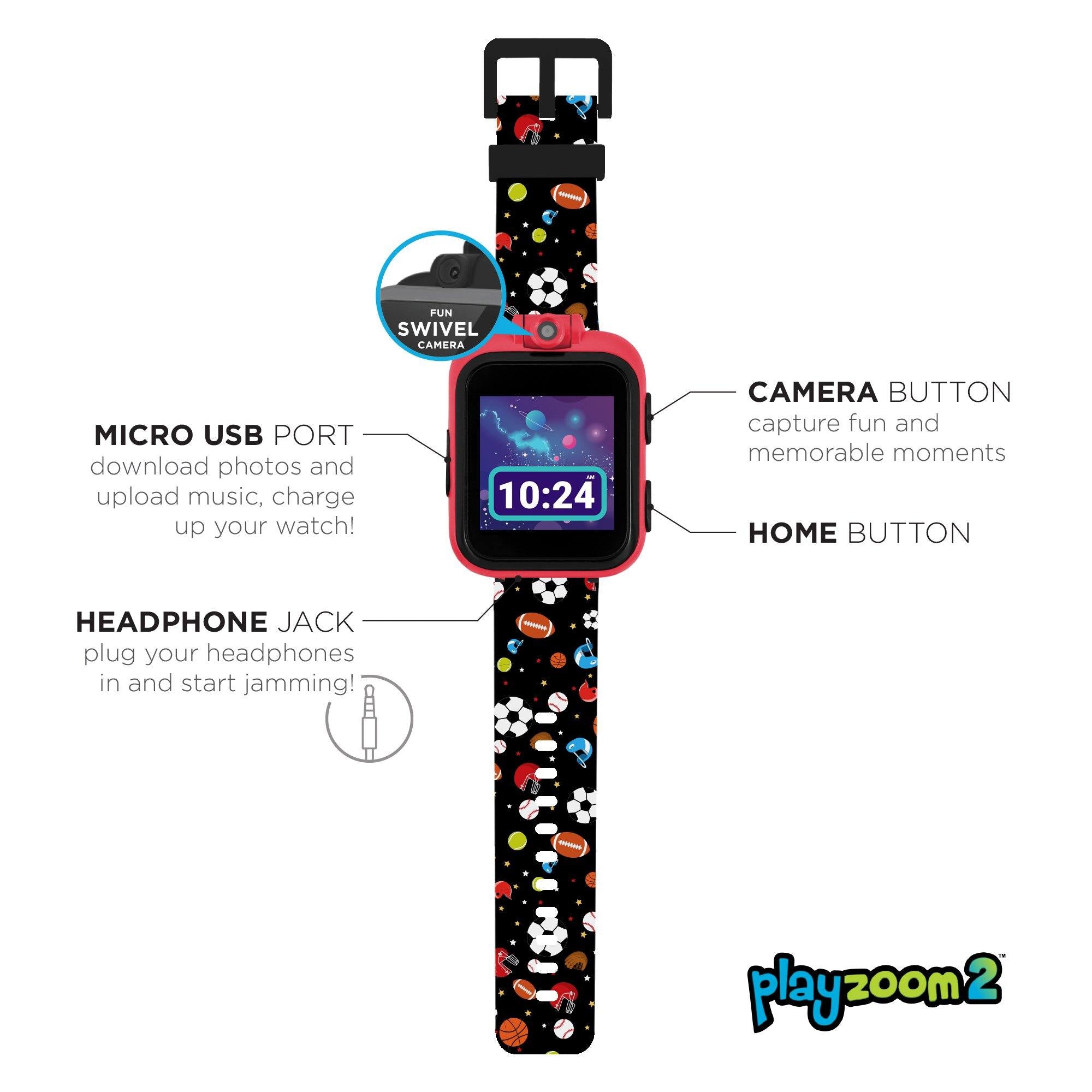 PlayZoom 2 Kids Smartwatch: Black Sports Print affordable smart watch