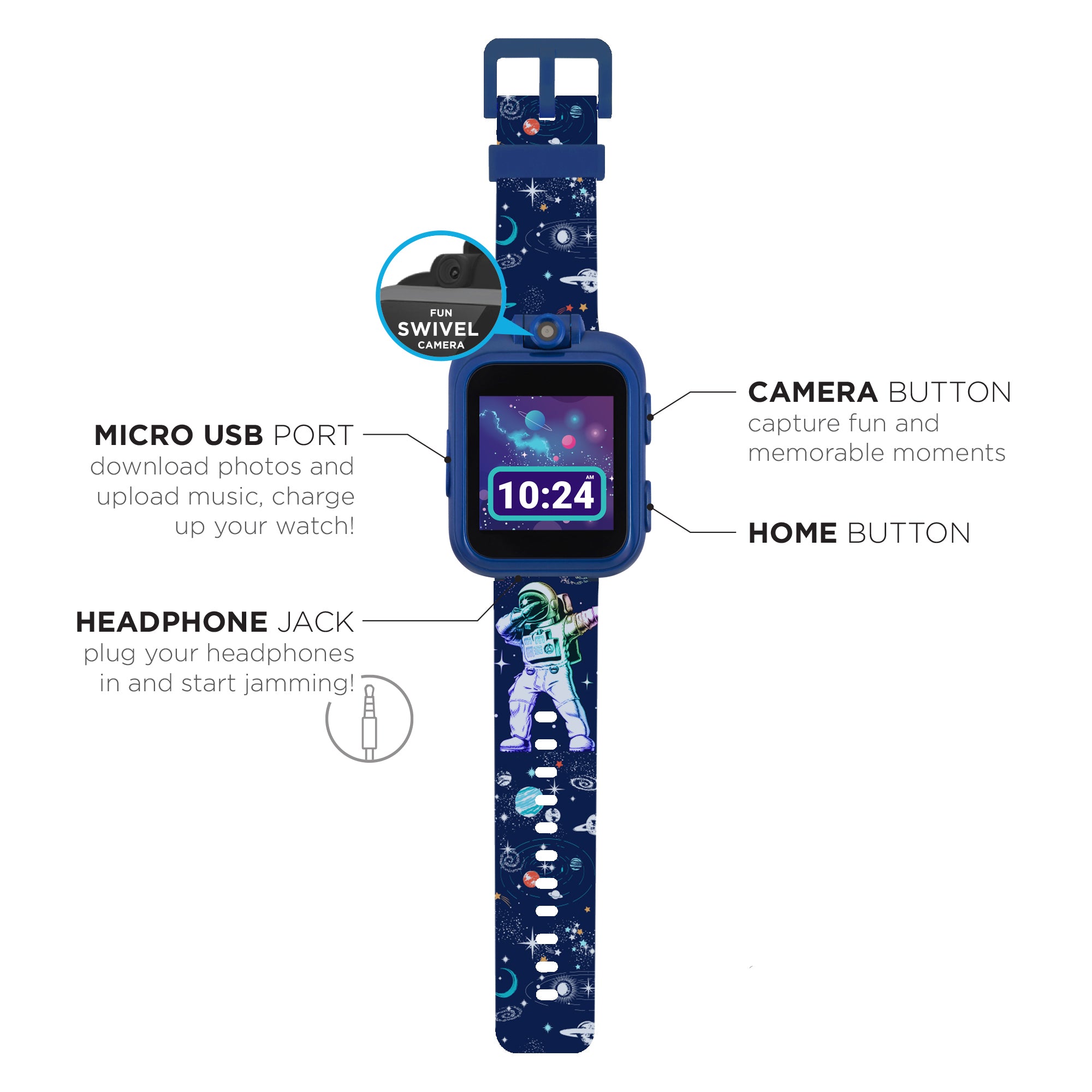 PlayZoom 2 Kids Smartwatch & Earbuds Set: Spaceman Print