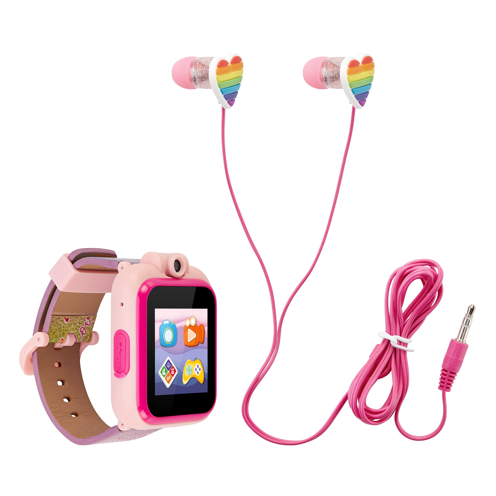 Playzoom Kids Smartwatch & Earbuds Set: Rainbow Glitter Corgi Dog