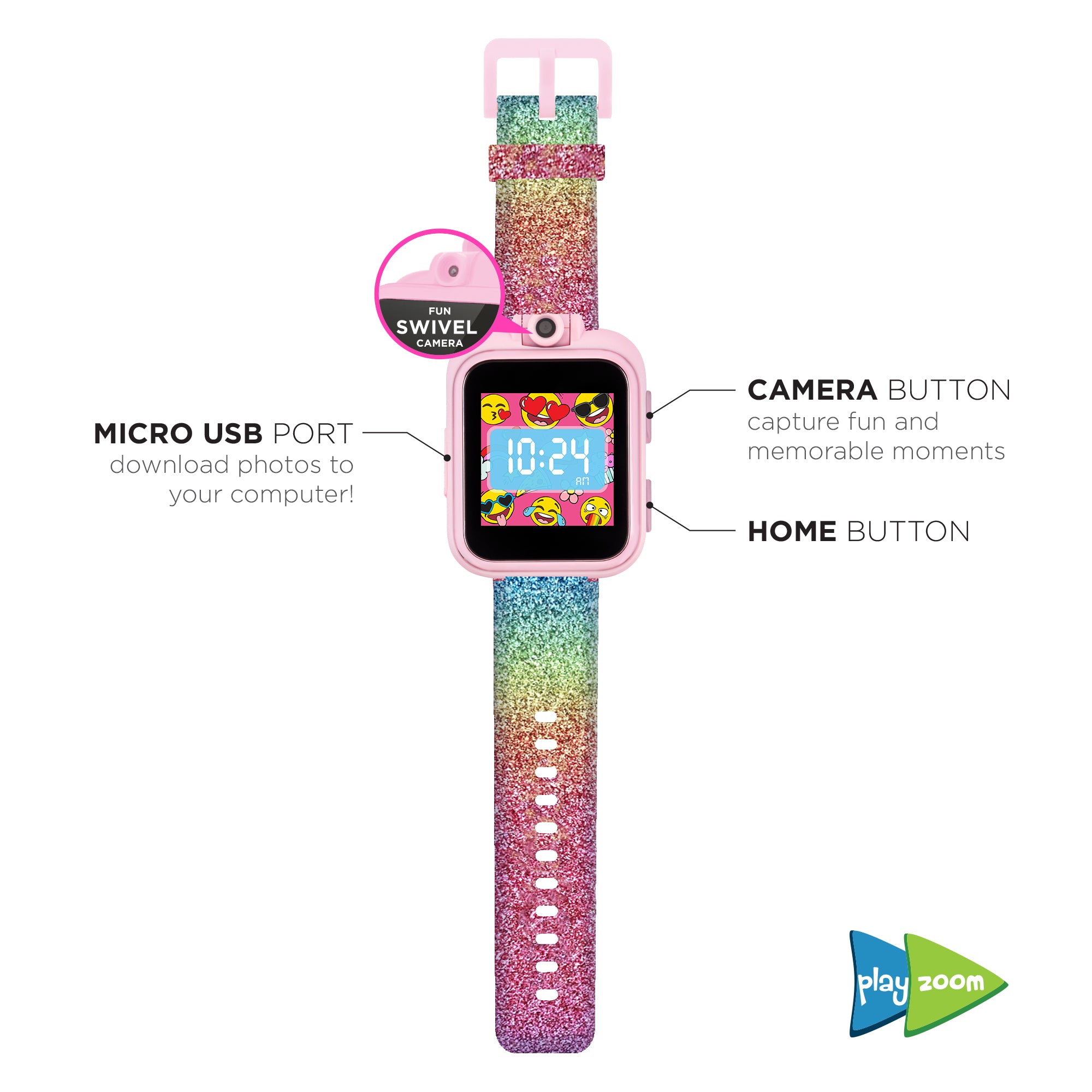PlayZoom Smartwatch for Kids: Rainbow Glitter affordable smart watch
