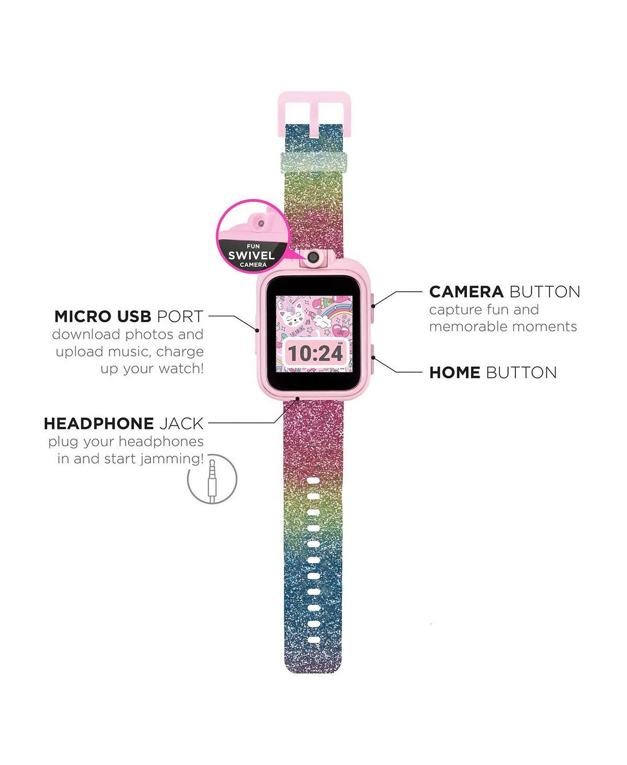 PlayZoom 2 Kids Smartwatch: Rainbow Glitter