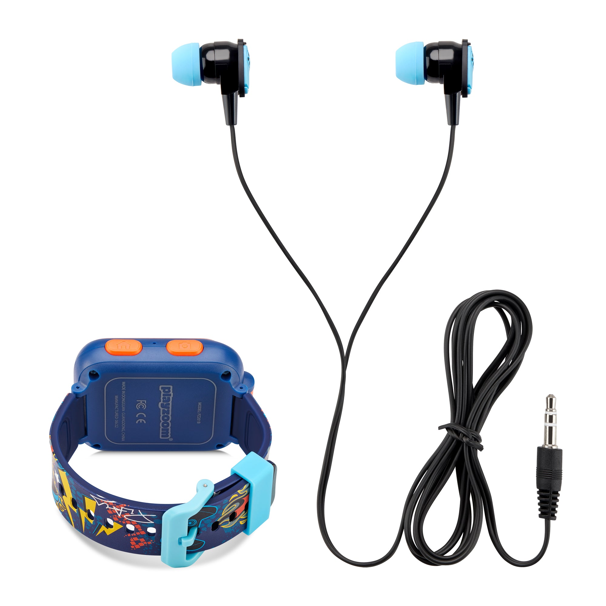 Playzoom Kids Smartwatch & Earbuds Set: Dark Blue/Orange Game station