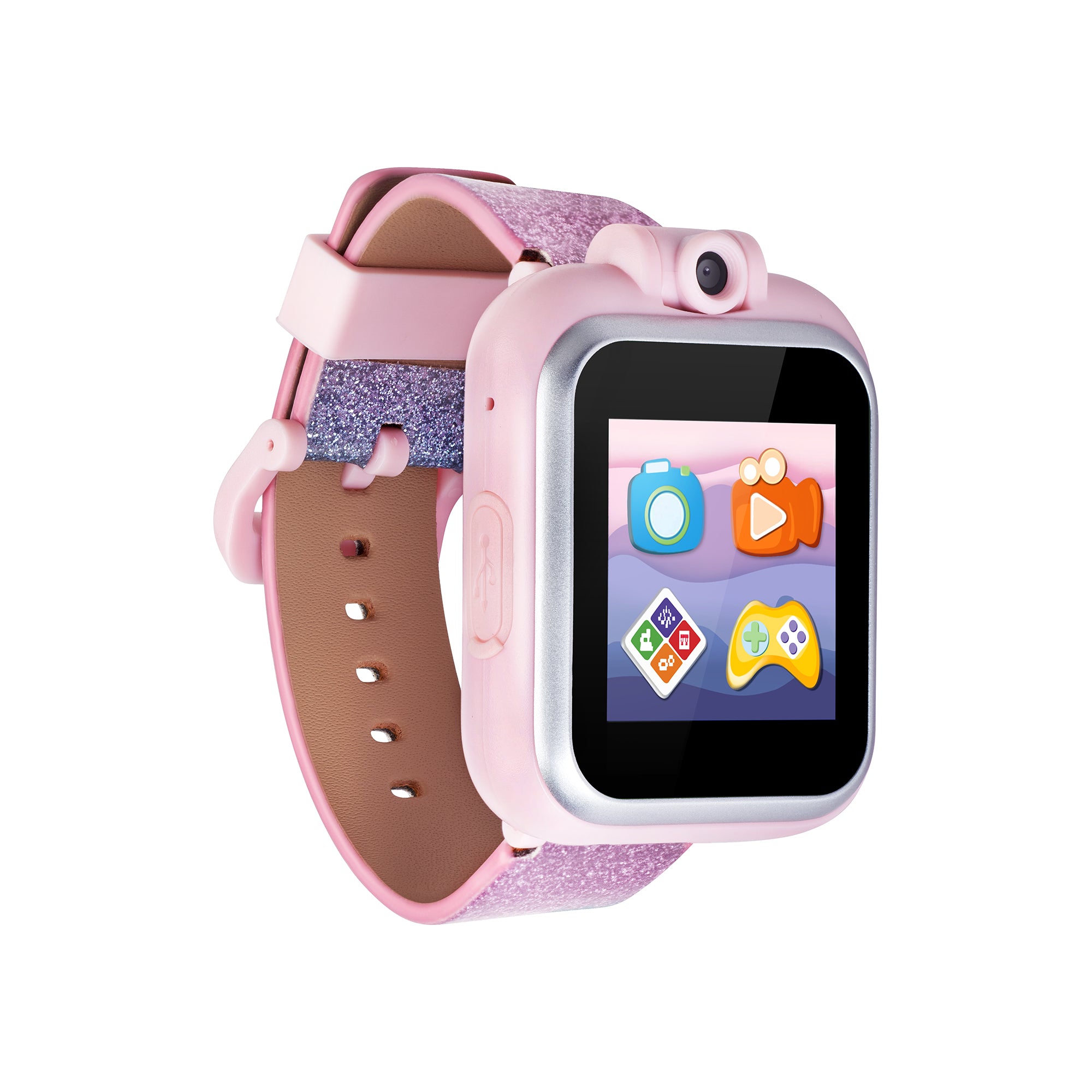 PlayZoom 2 Kids Smartwatch & Earbuds Set: Pastel Blue and Pink Glitter