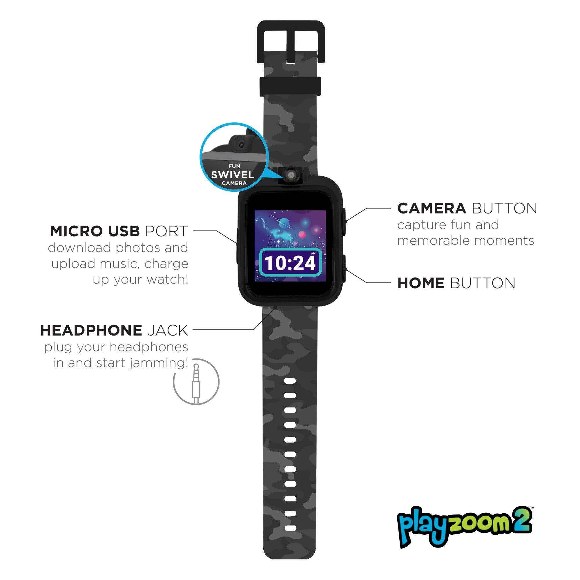 PlayZoom 2 Kids Smartwatch: Grey Camouflage Print affordable smart watch