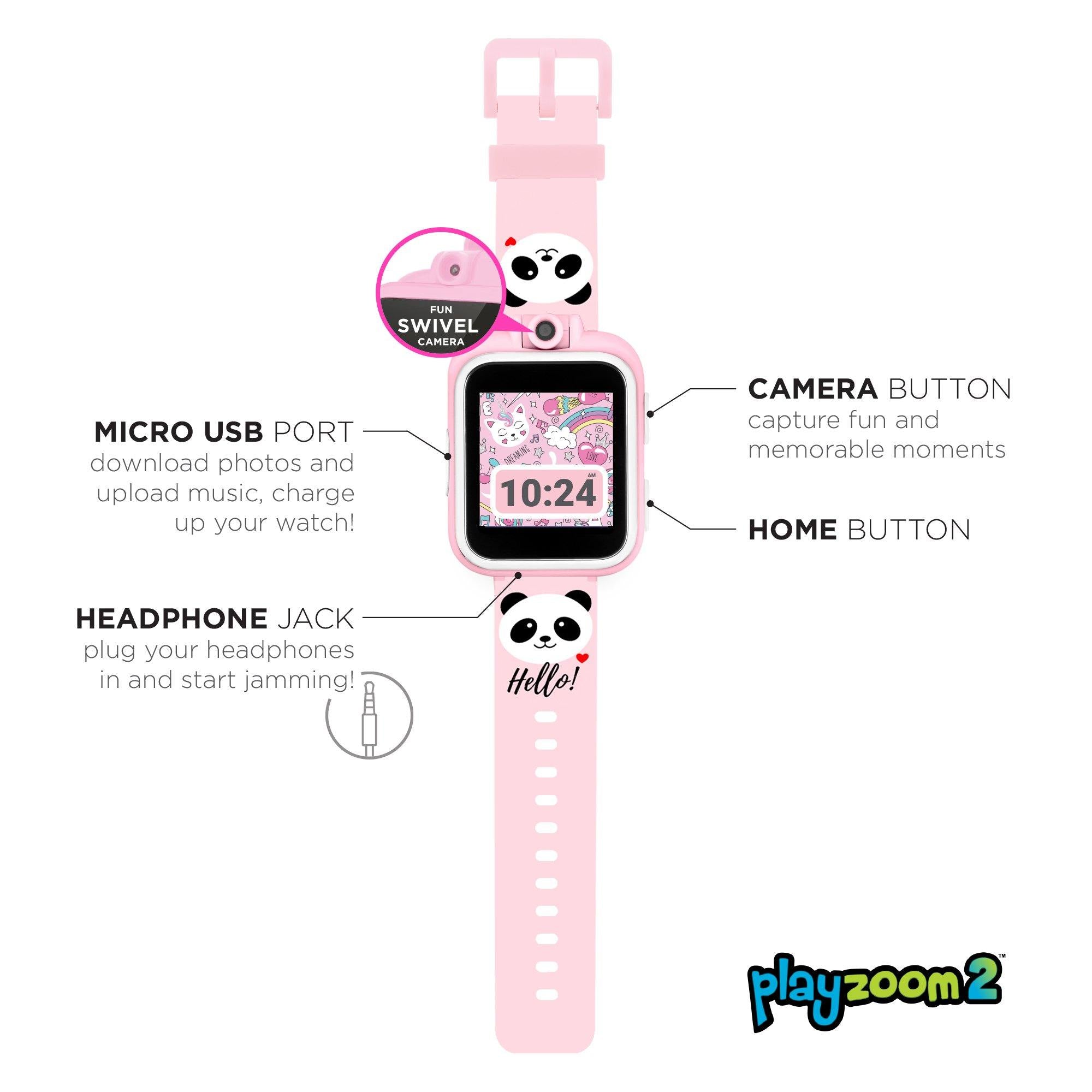 PlayZoom 2 Kids Smartwatch: Blush Hello! Panda Print affordable smart watch