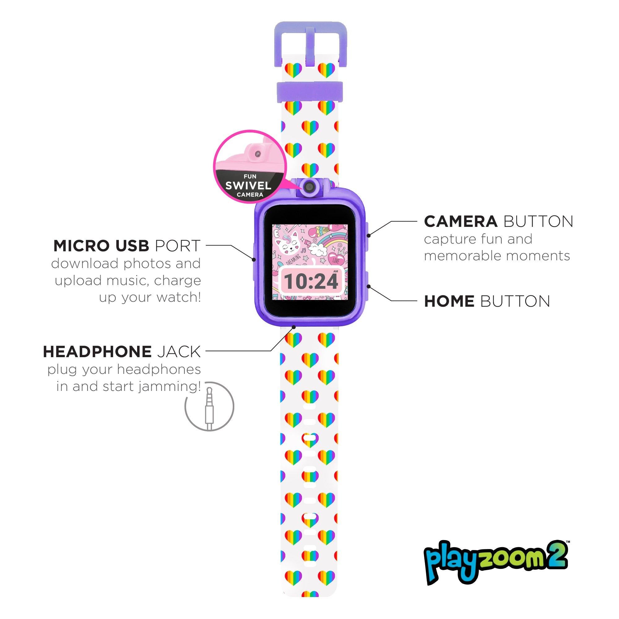 PlayZoom 2 Kids Smartwatch Purple White Hearts