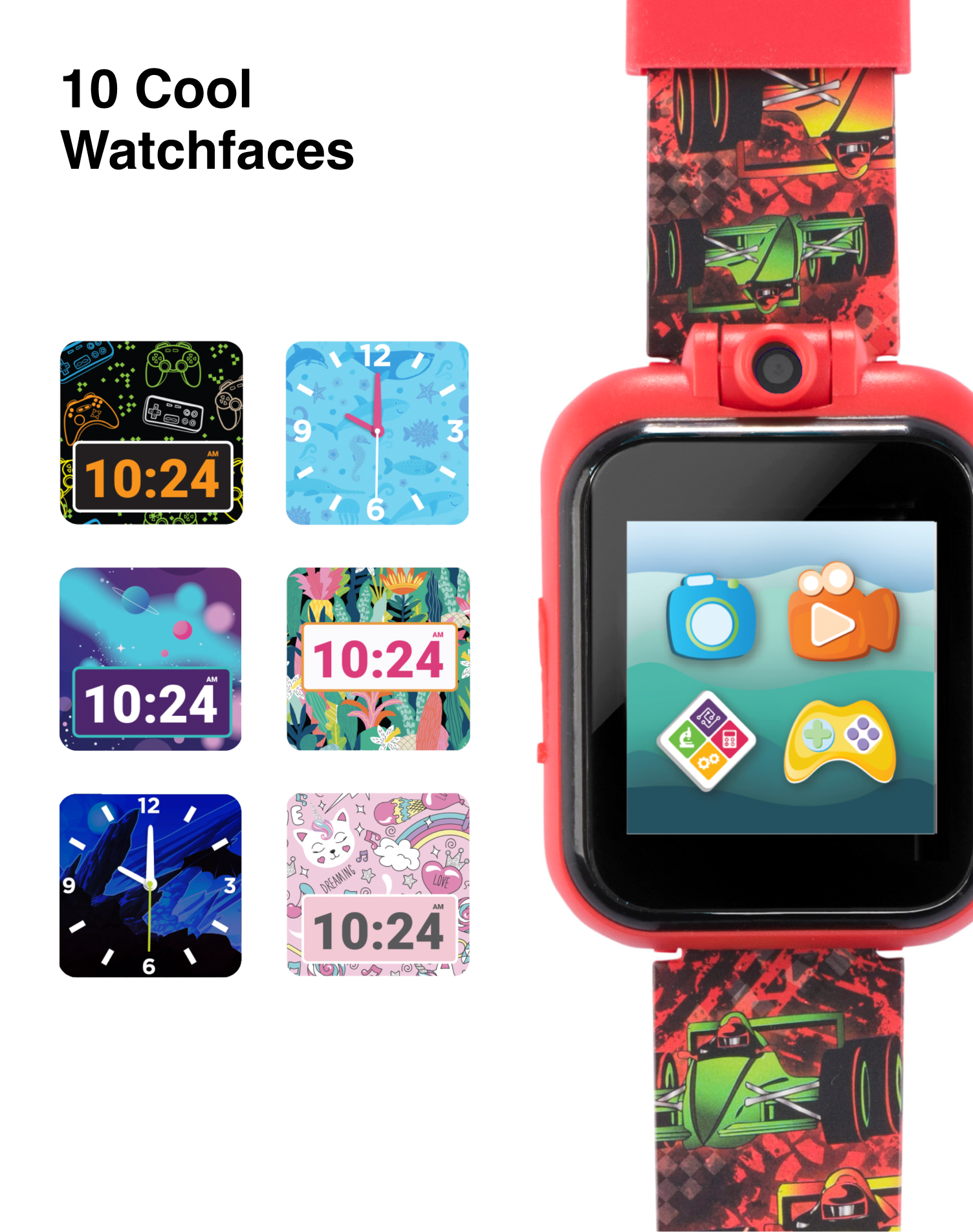 PlayZoom 2 Kids Smartwatch: Racing Cars Print in Black affordable smart watch