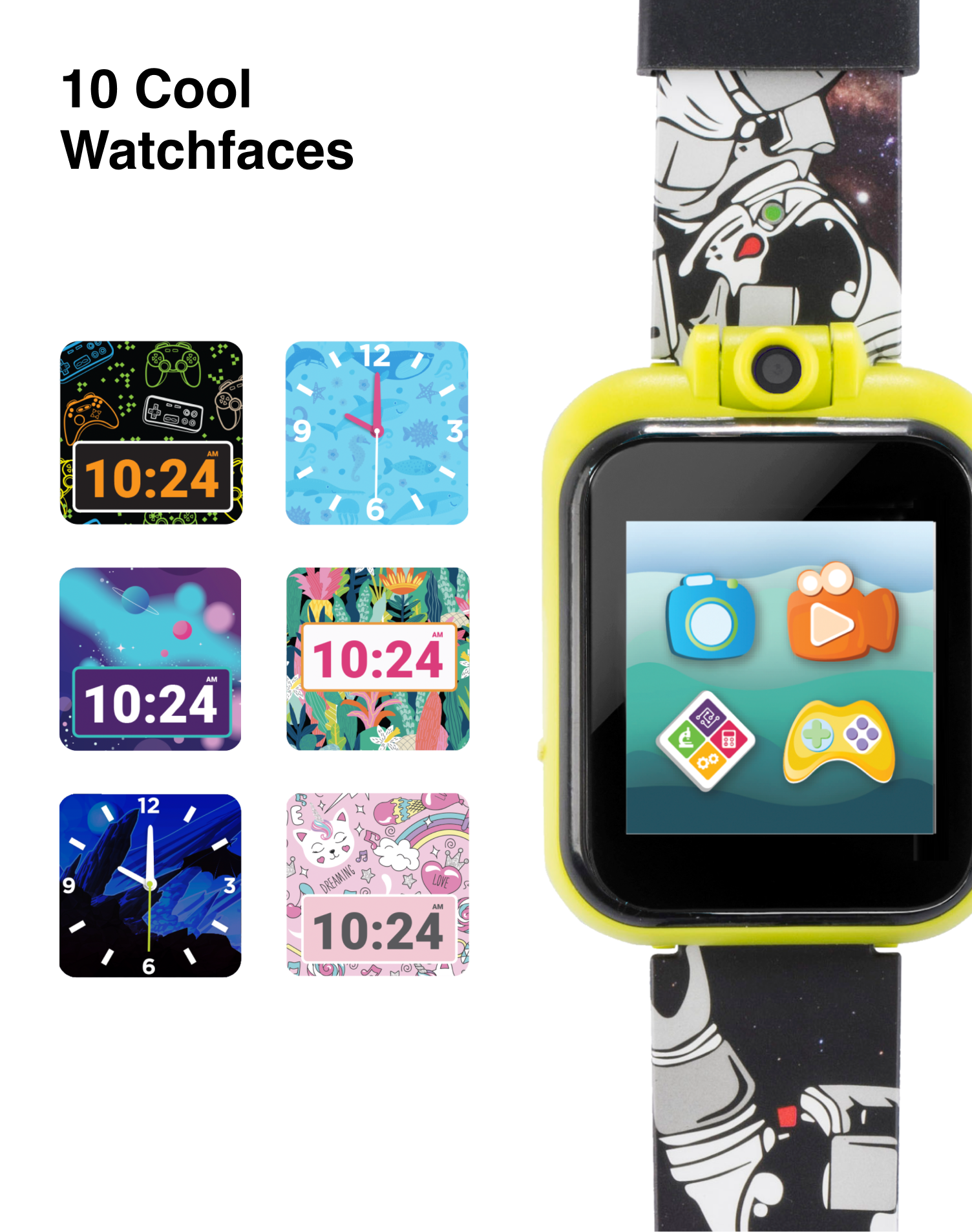 PlayZoom 2 Kids Smartwatch: Astronaut Outerspace Print in Black affordable smart watch