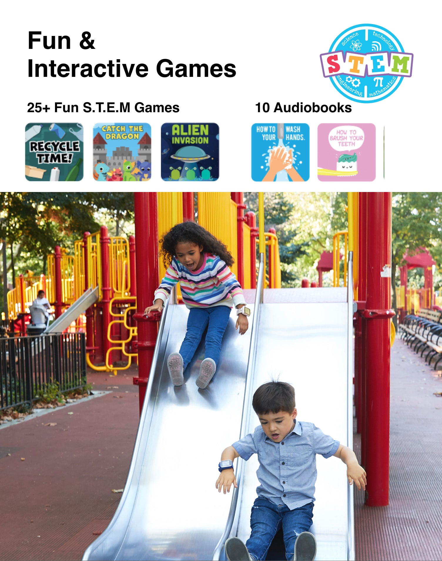 Playzoom Kids Smartwatch & Earbuds Set: Dark Blue/Orange Game station