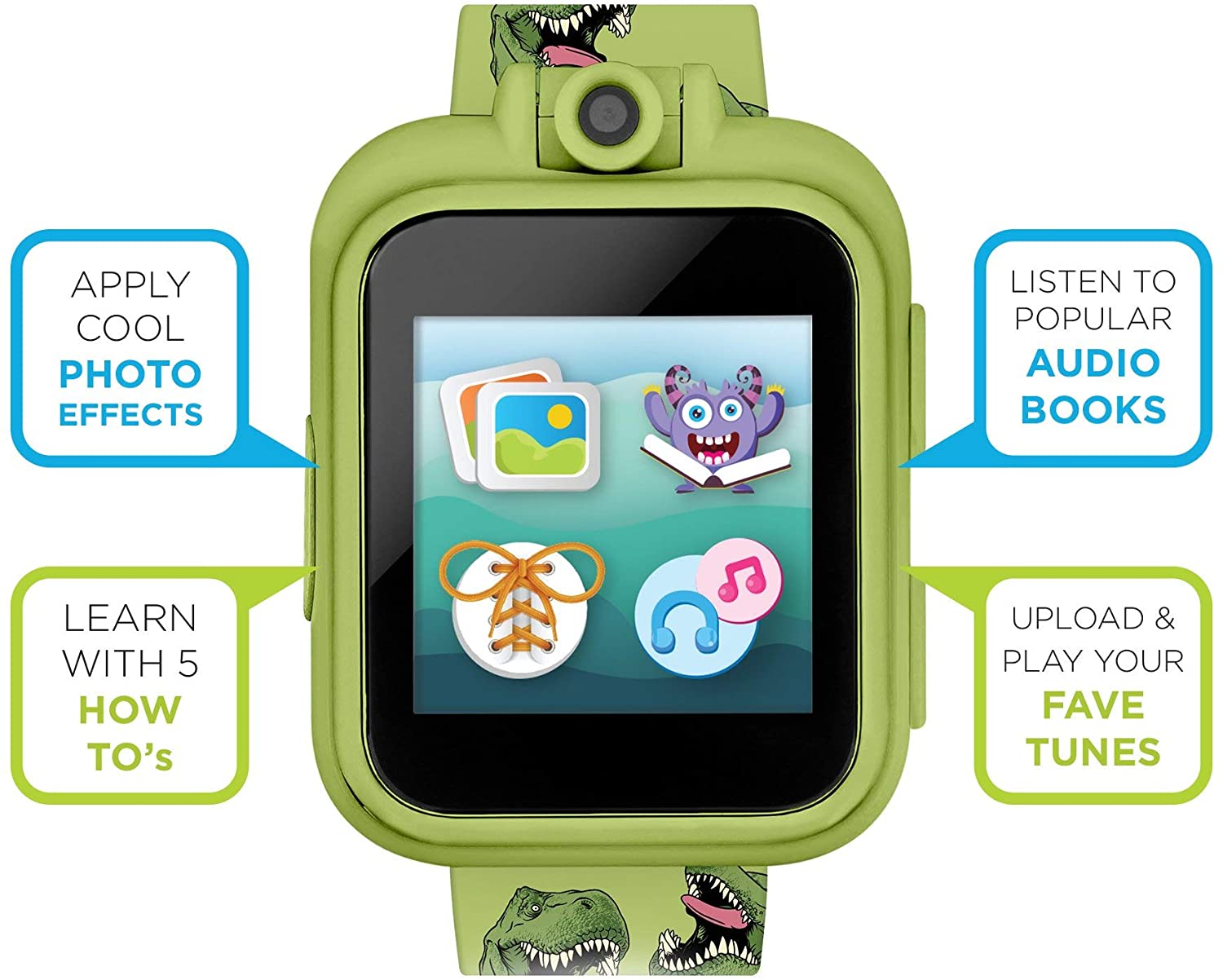 PlayZoom 2 Kids Smartwatch: Green Dinosaur Print