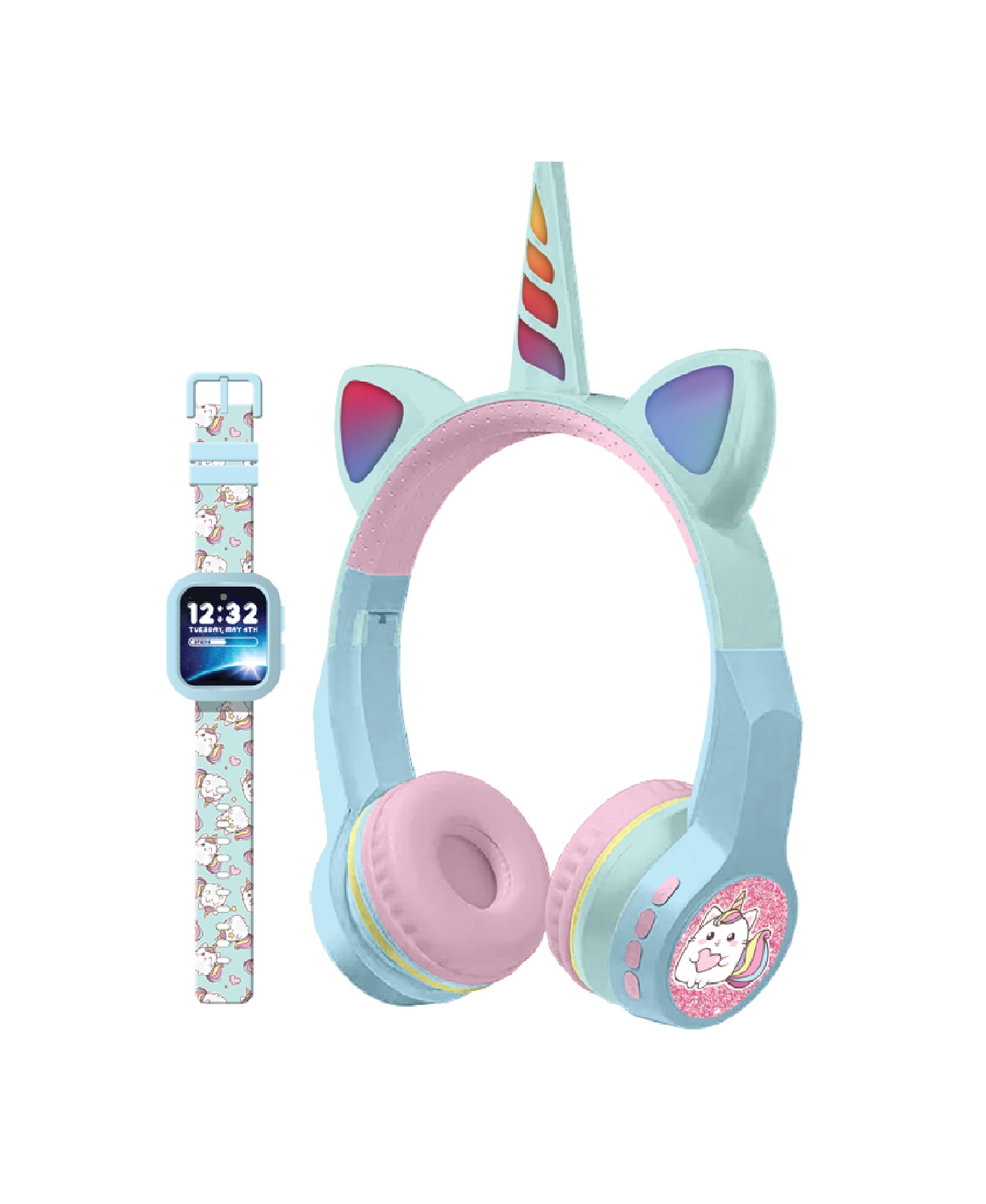 PlayZoomgirl V3 Lt. Blue Unicorn W/ Bluetooth Headphone Set