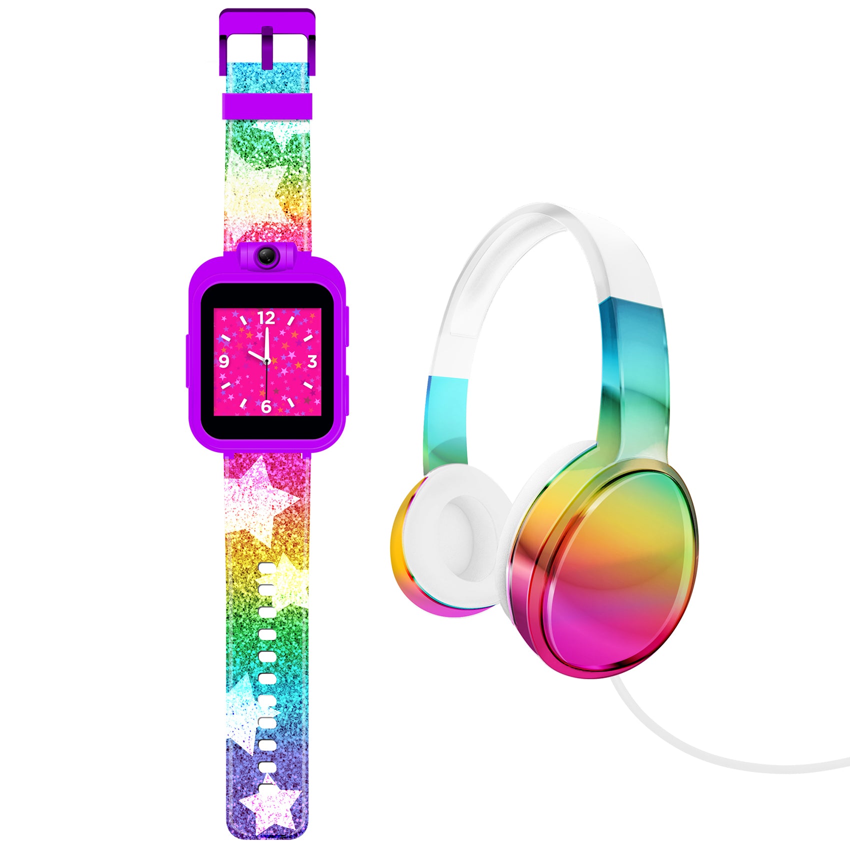 PlayZoom 2 Kids Smartwatch with Headphones: Rainbow Star Print affordable smart watch with headphones