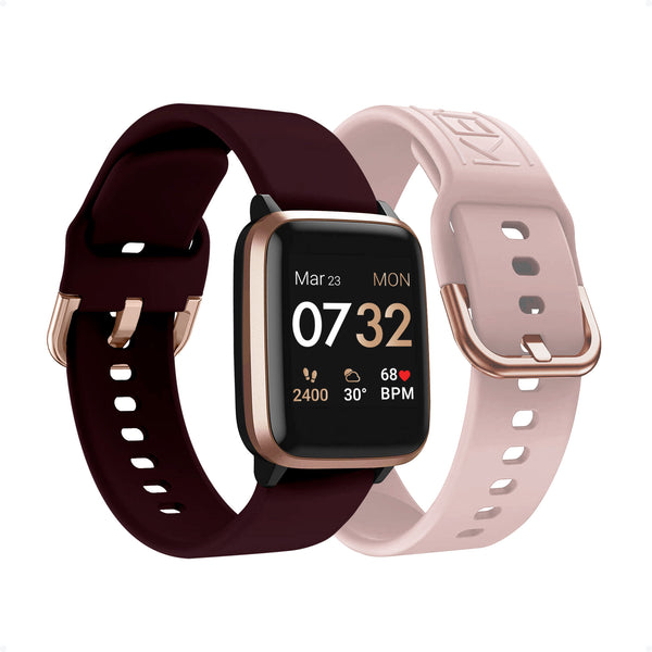 Smartwatch with nylon strap and pale pink silicone strap T-Band | TOUS