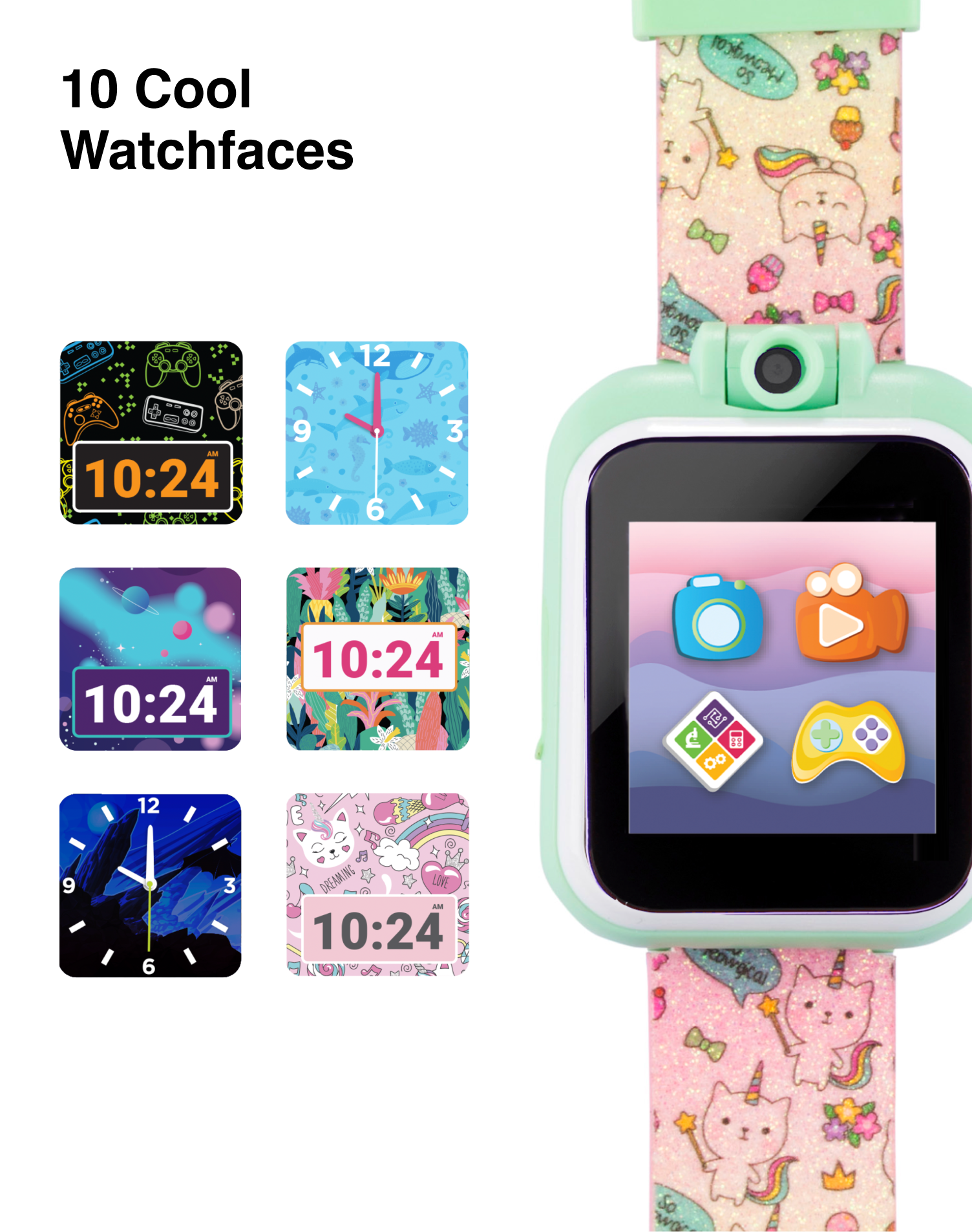 PlayZoom 2 Kids Smartwatch: Tie Dye Unicorn Cats and Ice Cream Print affordable smart watch