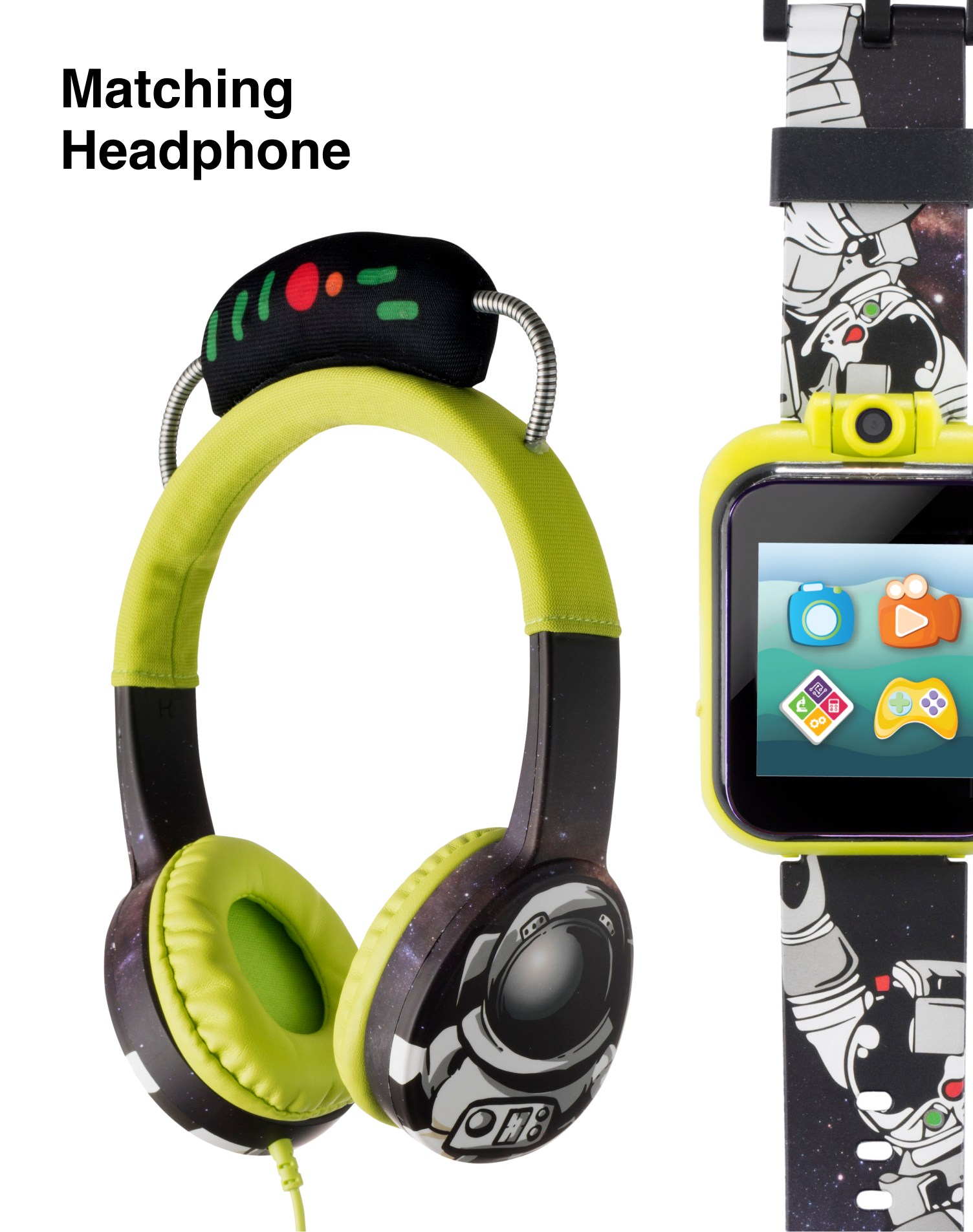 PlayZoom 2 Kids Smartwatch with Headphones: Green Astronaut affordable smart watch with headphones