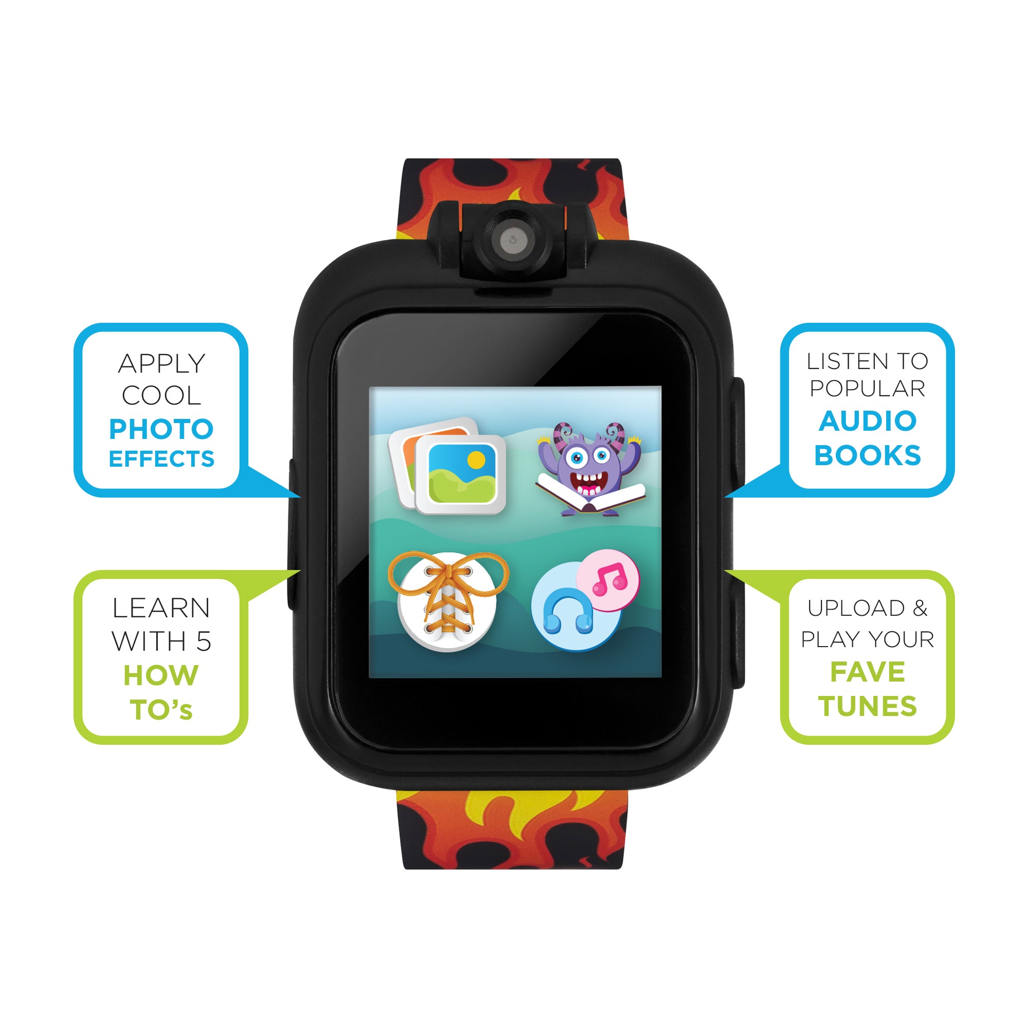 PlayZoom 2 Kids Smartwatch with Headphones: Flame Print affordable smart watch with headphones