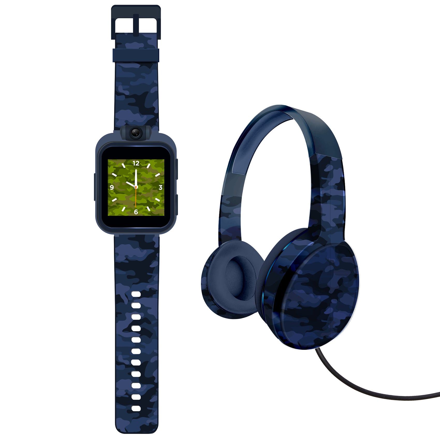 PlayZoom 2 Kids Smartwatch with Headphones: Blue Camouflage Print affordable smart watch with headphone